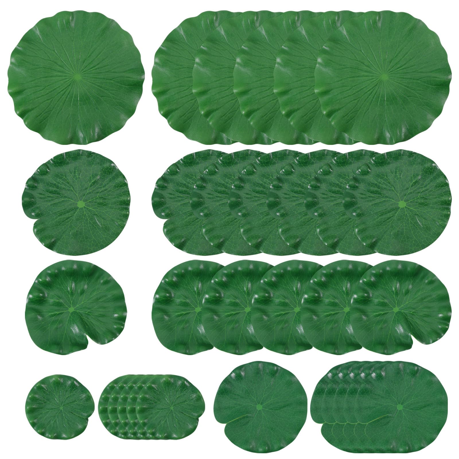 Feuilles de lotus artificielles en mousse (lot de 30) pour decoration de bassin et jardin