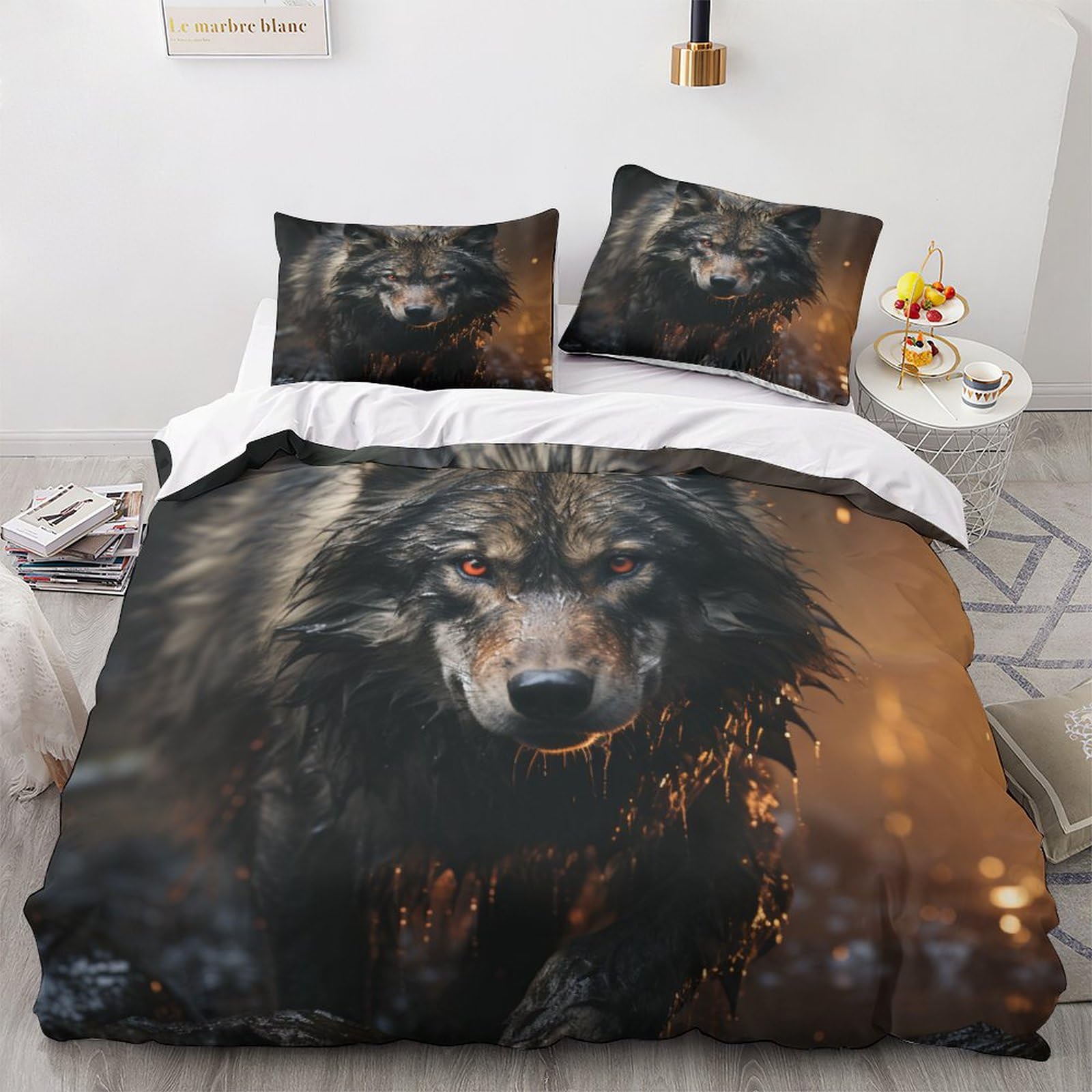 GEEYOU Wolf Pack Duvet Cover Soft Comfortable Microfiber Wolf King Quilt Cover Set Breathable Comforter Cover Zipper Closure Girls Boys Bedding Set Warmth to Sleep King(220x240cm) — image 1
