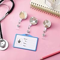 Vista 6 de Carrete retráctil para tarjetas de identificación con clip de cocodrilo resistente para nombre de enfermera, carrete decorativo para tarjetas