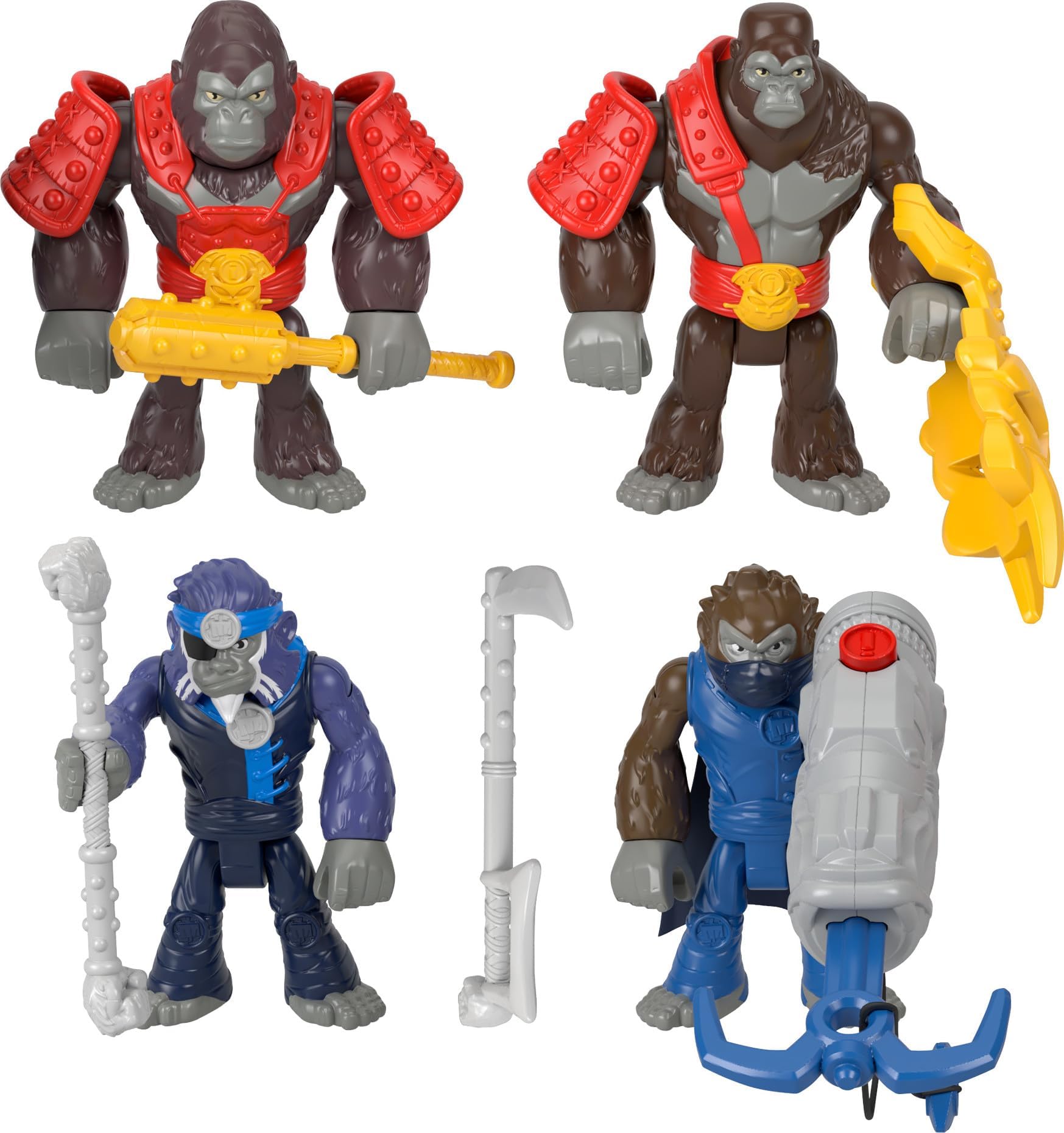 Imaginext Army Toy Figure Set, Boss Level Army Pack 9-Pieces Gorilla Versus Monkey with Accessories for Preschool Pretend Play, Ages 3-8 Years, HML57