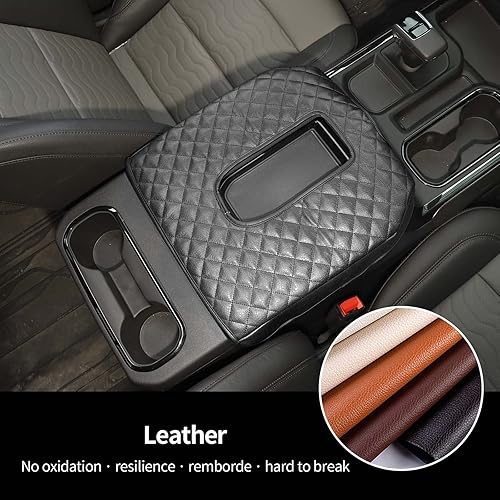 Miniatura 6 de Hoolcar Funda para reposabrazos de consola central, compatible con Chevrolet Silverado y GMC Sierra 2019-2023, repuesto de consola de cuero, color