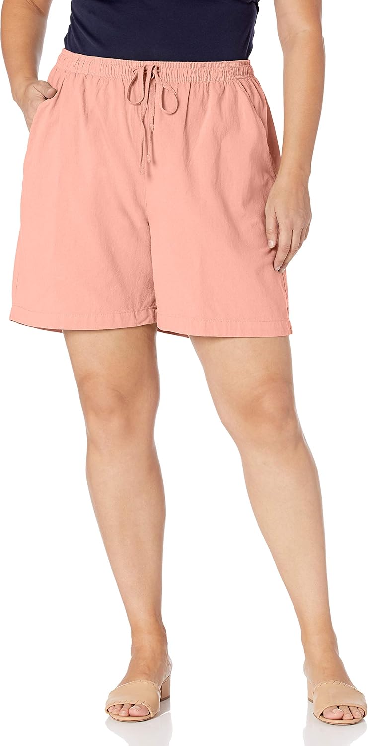 Erika Women's Lucy High Rise Pull On Drawstring Short, Peaches, Small