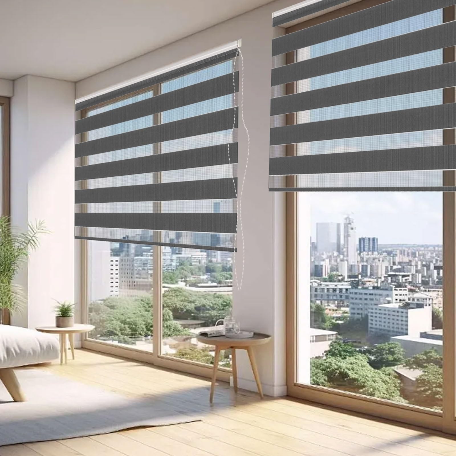 Portable Blackout Blinds 35 x 160 cm Thermal Insulated UV Protection Home Blackout Roller Window Blind Easy to Install Fittings Included for Home Office Bedroom, Ciemny szary
