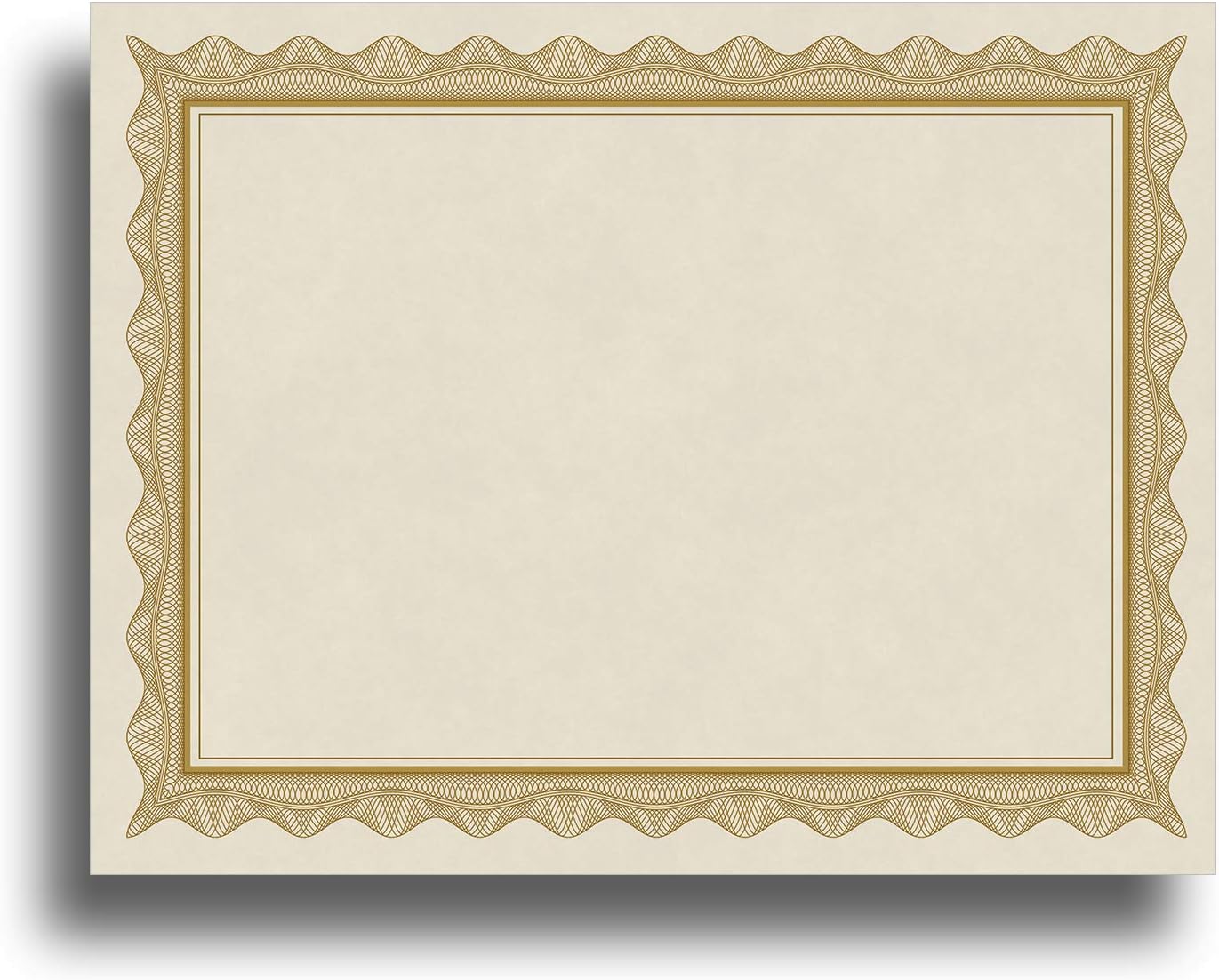 Blank Parchment Certificate Paper for Awards - Works with Inkjet/Laser Printers - Measures 8 1/2" x 11" - Gold Border - 25 Sheet Pack