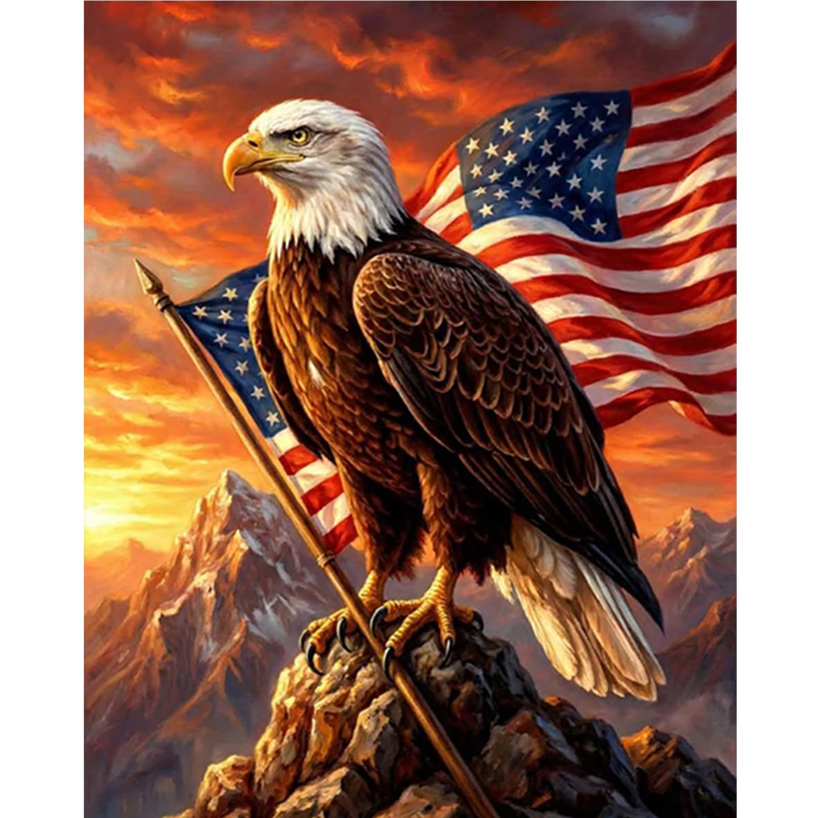 Poetrydraw G019 Diy Bald Eagle Paint By Numbers Kits Drawing Paintwork On Canvas 15.75X19.69inch Without Frame Canvas Oil Painting Number Painting For Beginners Adults Gift Home Wall Decor (G019)