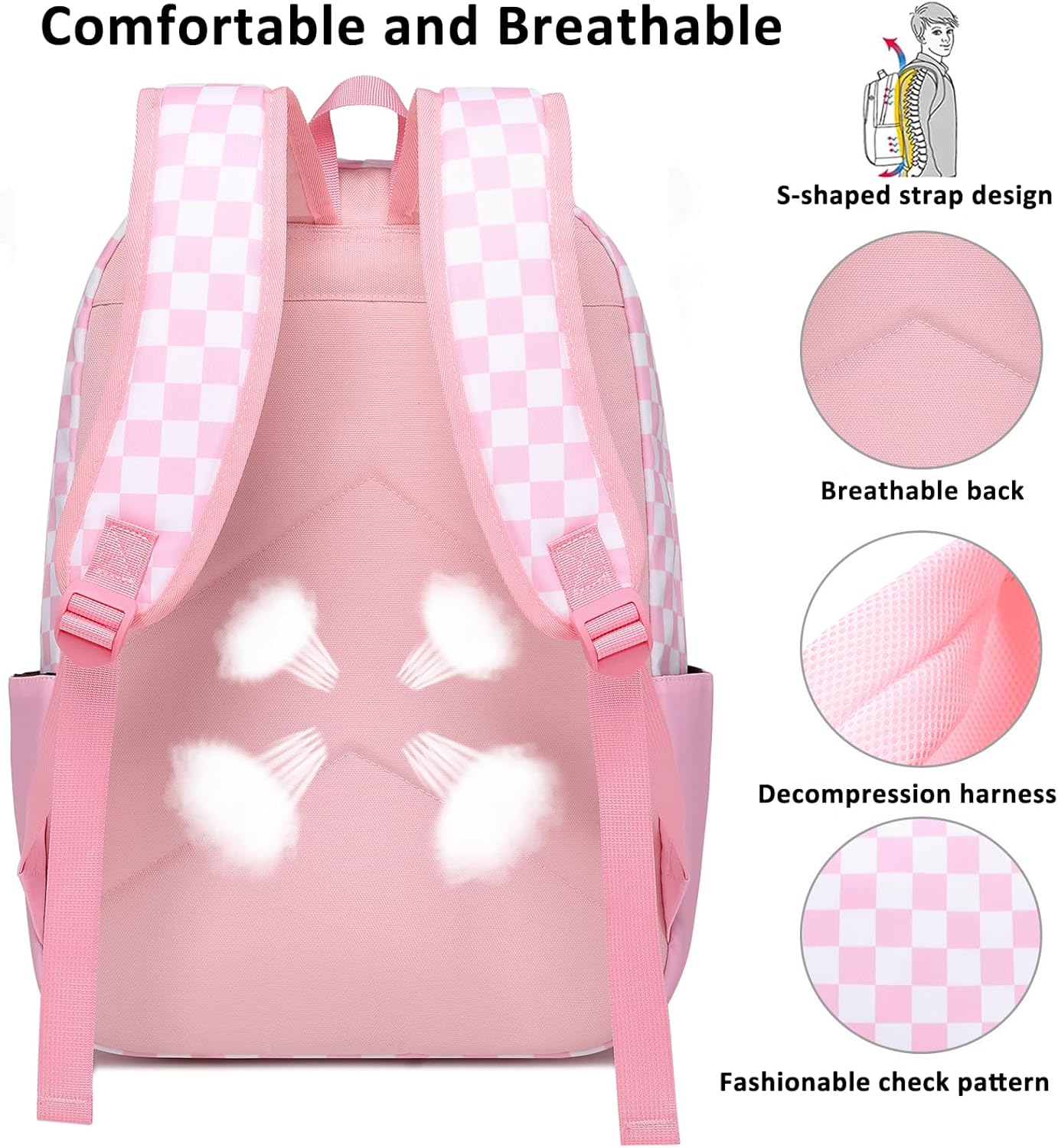 Joyfulife Girls Backpacks Kids Bookbags Teen Backpacks for School Student Backpack with Lunch Box Pencil Bags 3 in 1