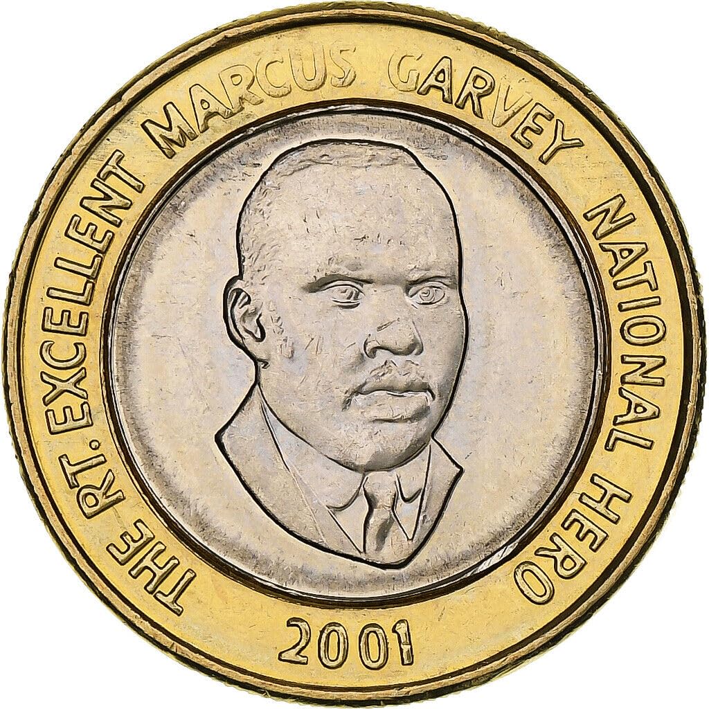 2000-2008 20 Dollar Bimetallic Jamaica Coin I Celebrating Marcus Garvey - A Black Nationalist Hero I Monetized By The Jamaica Government