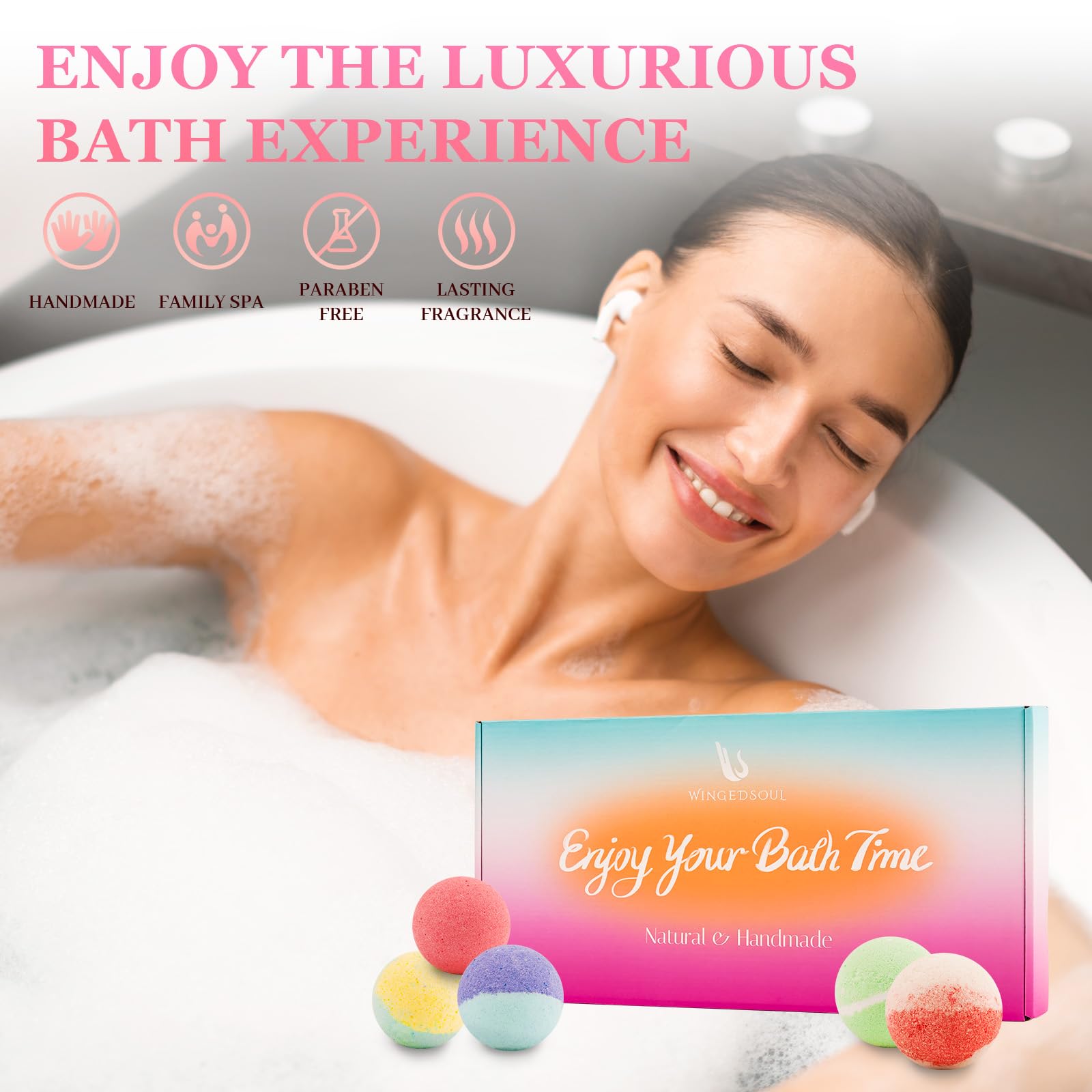 Organic Bath Bombs Set, 50 PCS with 10 Scents, Essential Oils & Shea Butter