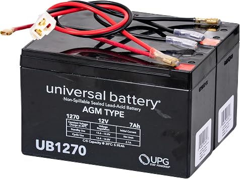 AlveyTech Premium 24 Volt Battery Pack or The Razor E200/E225 Electric Scooter 7 Ah Standard Range, Versions 1-7 - Replacement Set of 2 Rechargeable AGM Batteries with Wiring Harness