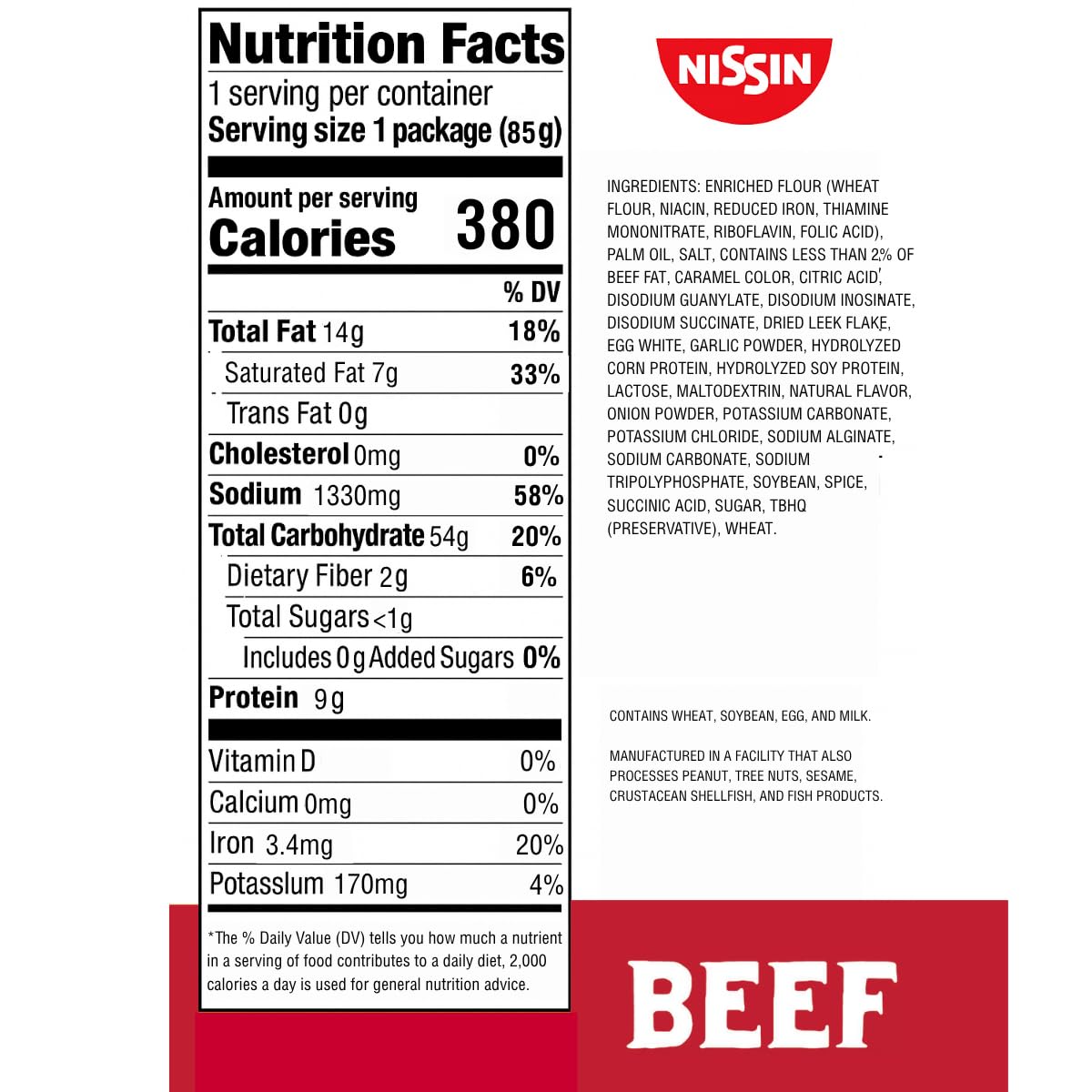 Nissin Top Ramen Noodle Soup, Beef 24 Pack - Image 2