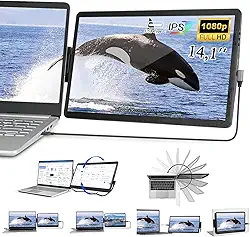 14 polegadas Monitor portátil para laptop, FHD IPS USB HDMI rotativo tela de laptop compatível com Mac,PC,Chrome,Windows, Plug and Play monitor para laptop