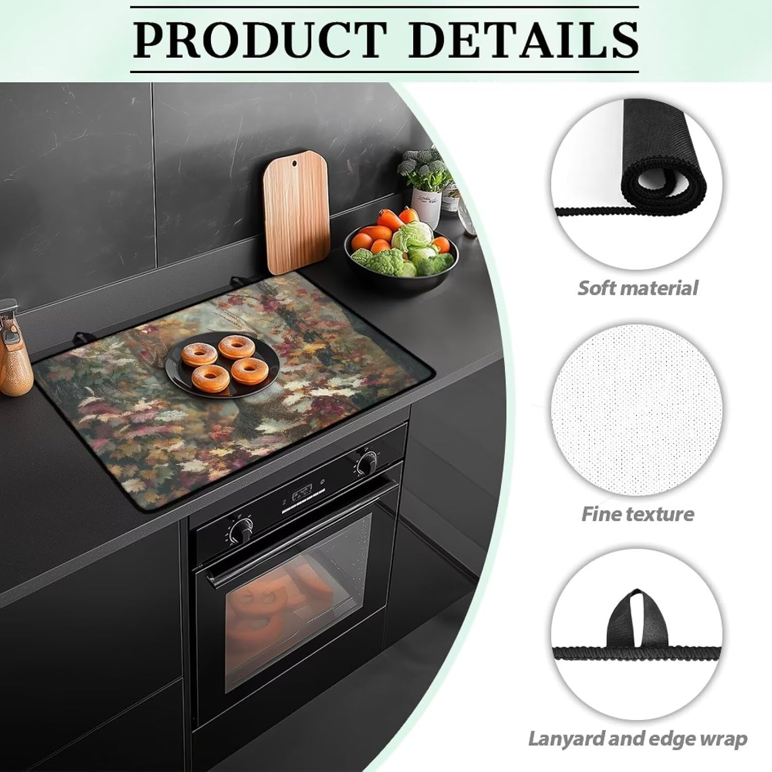 Talayituse Deer Hunting Camo Maple Leaves Print Fireproof Stove Cover, 29 x 21 Inch Electric Stove Top Cover, Heat Resistant Glass Stoves Top Covers Protector for Electric Stoves