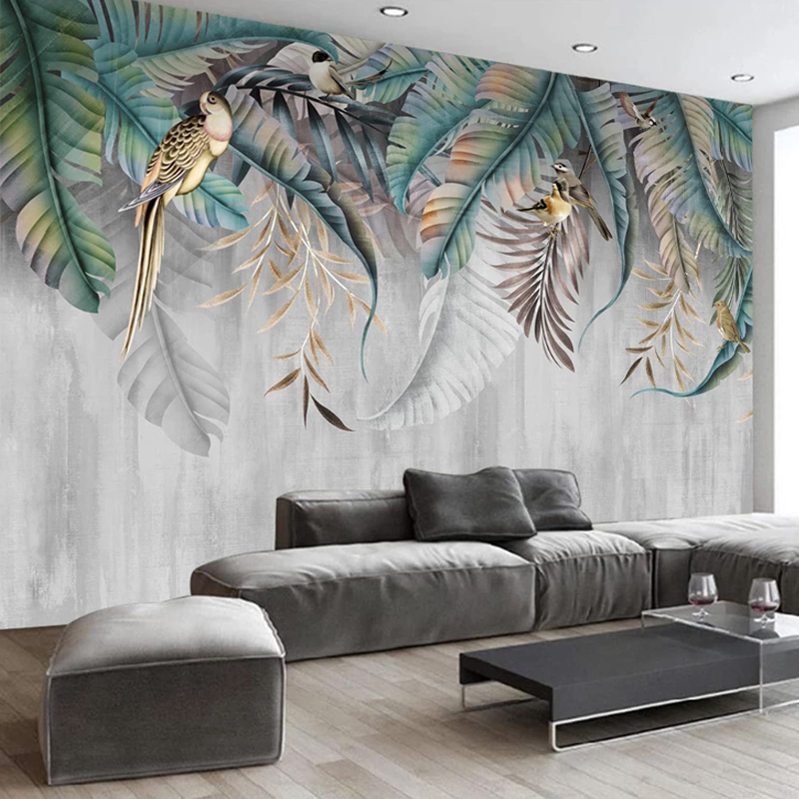 Photo Wallpaper 3D Tropical Plant Banana Leaf Flamingo Wall Mural Non-Woven Mural Living Room Bedroom Wallpaper 250(w) X175(H) Cm