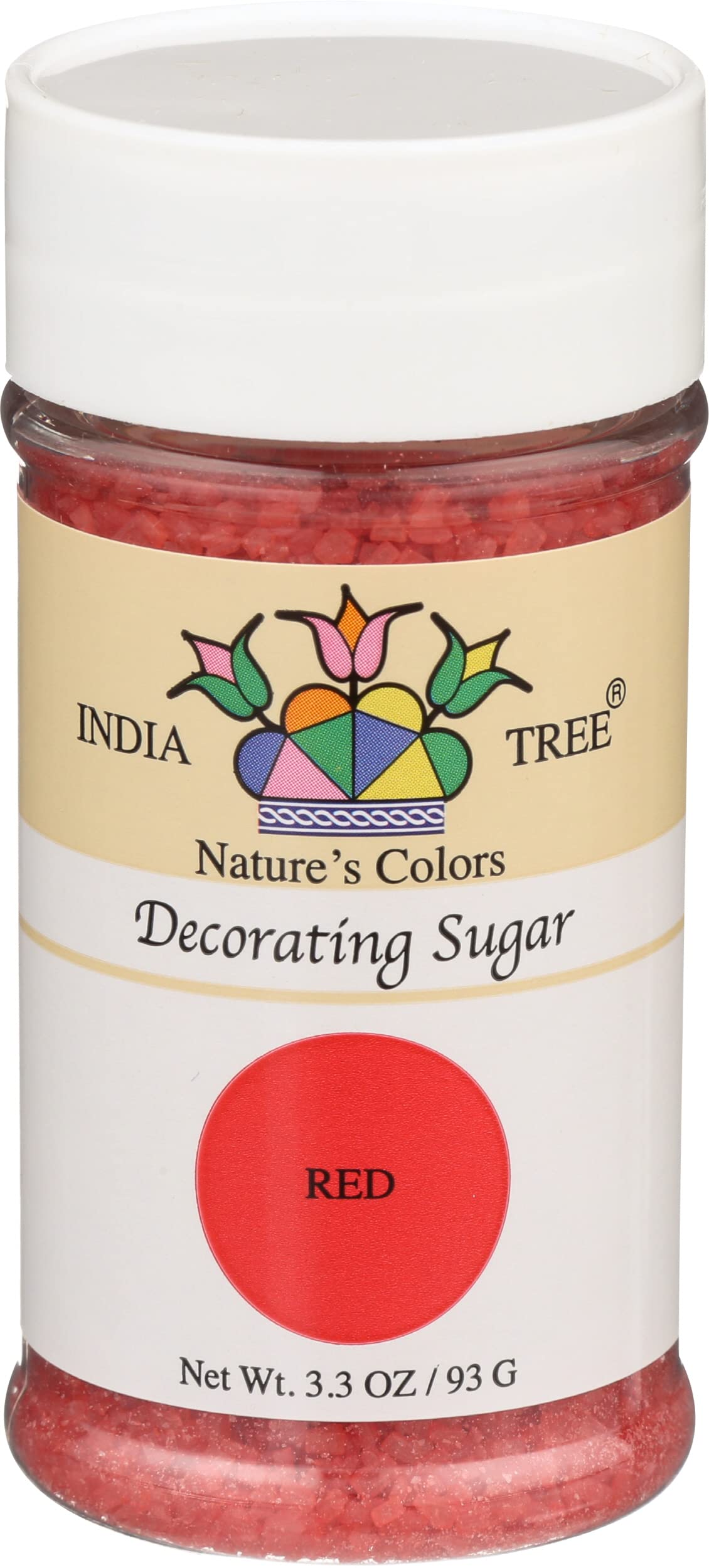 Red Decorating Sugar by India Tree – 3.3 Ounce (Pack of 1), Red, Model 0734865102523