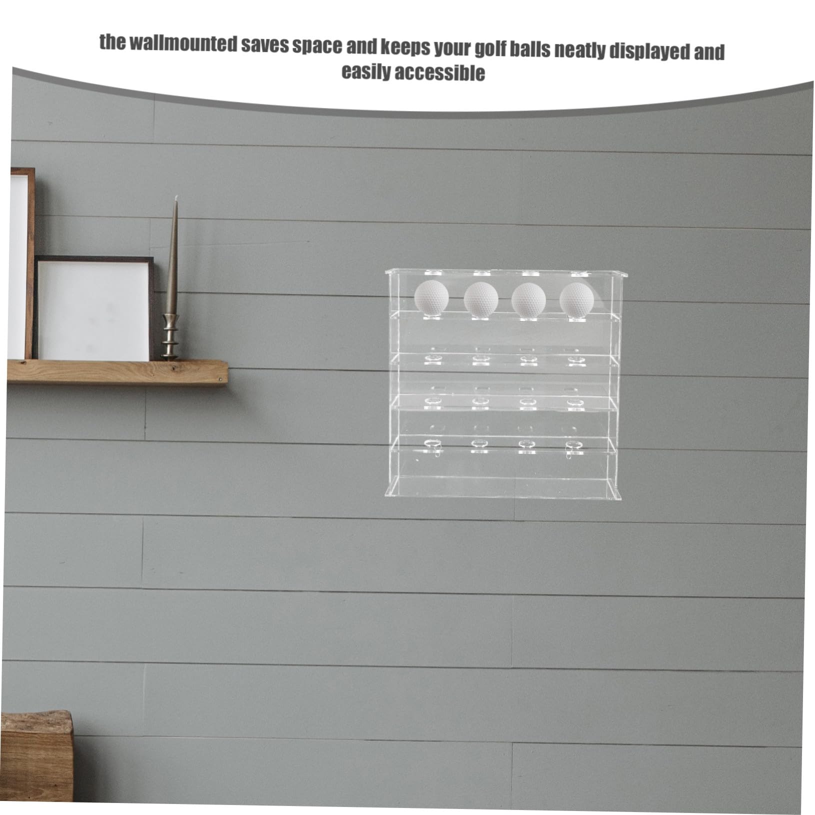 Mikikit Expositor Transparente de Acrílico para Bolas de Golf Montaje Pared Diseño Multihueco para Almacenamiento y Exhibición Organizada Resistente y Compacto para Hogar y Oficina