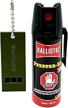 Pfefferspray mit Panikverschluss 50ml – KO-Spray & Tierabwehrspray zur Selbstverteidigung mit 4m Reichweite – Sicherheits-Set inklusive lauter Signalpfeife