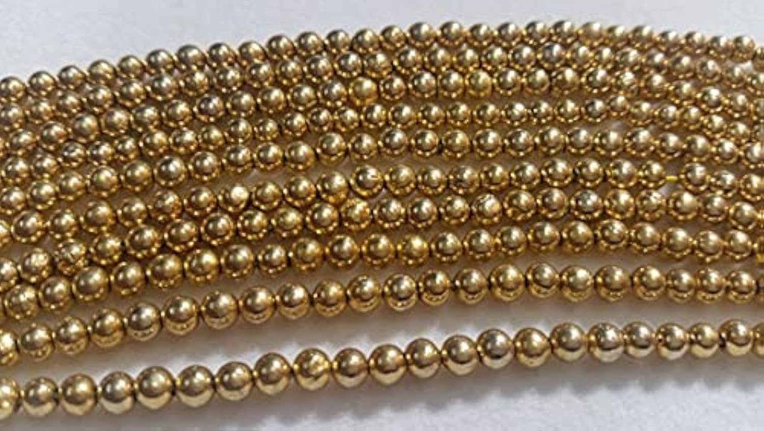 Perles en pyrite dorée LKBEADS 4mm pour colliers fins et bracelets en perles lisses