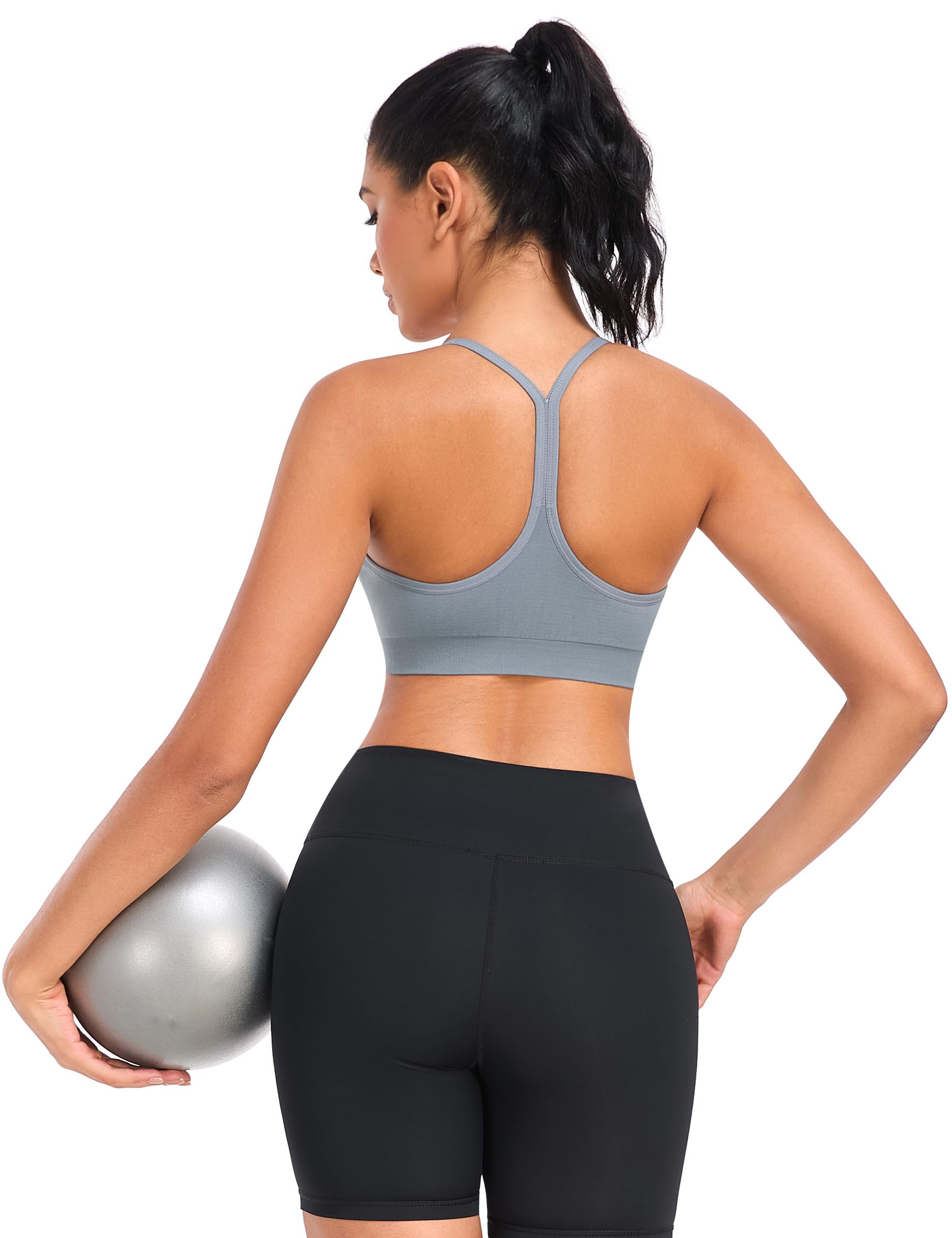 ANGOOL Soutien-gorge de sport dos en Y pour femme – Soutien-gorge de yoga léger avec coussinets amovibles et bretelles fines pour entraînement à faible impact