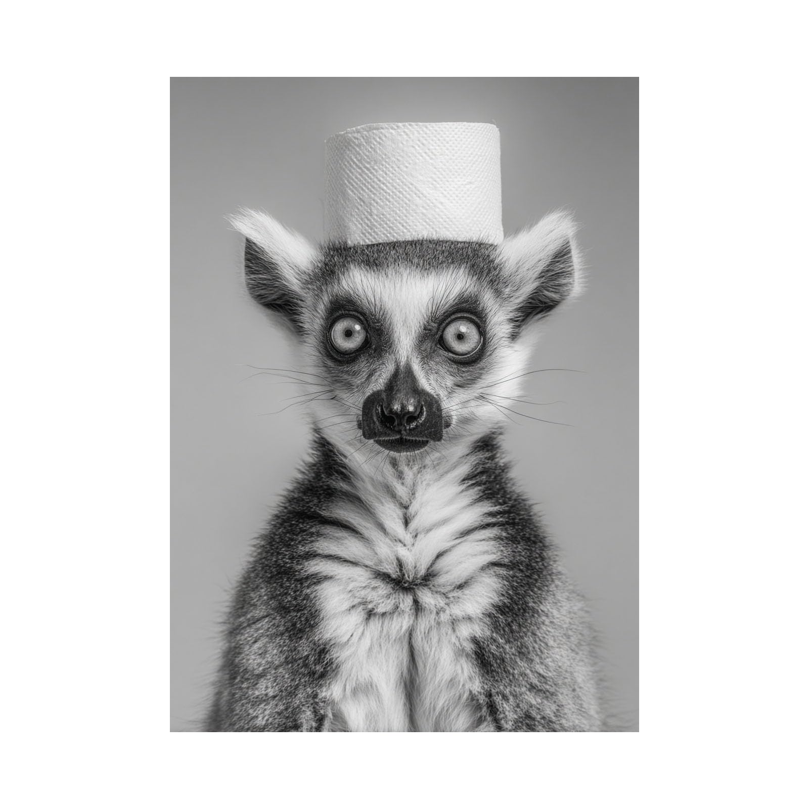 TERUEA Funny Bathroom Canvas Wall Art Animal Tet Paper Roll Hat Canvas Wall Art Bathing Animals Humor Abstract Prints,(Grey)-60x90cm Unframed