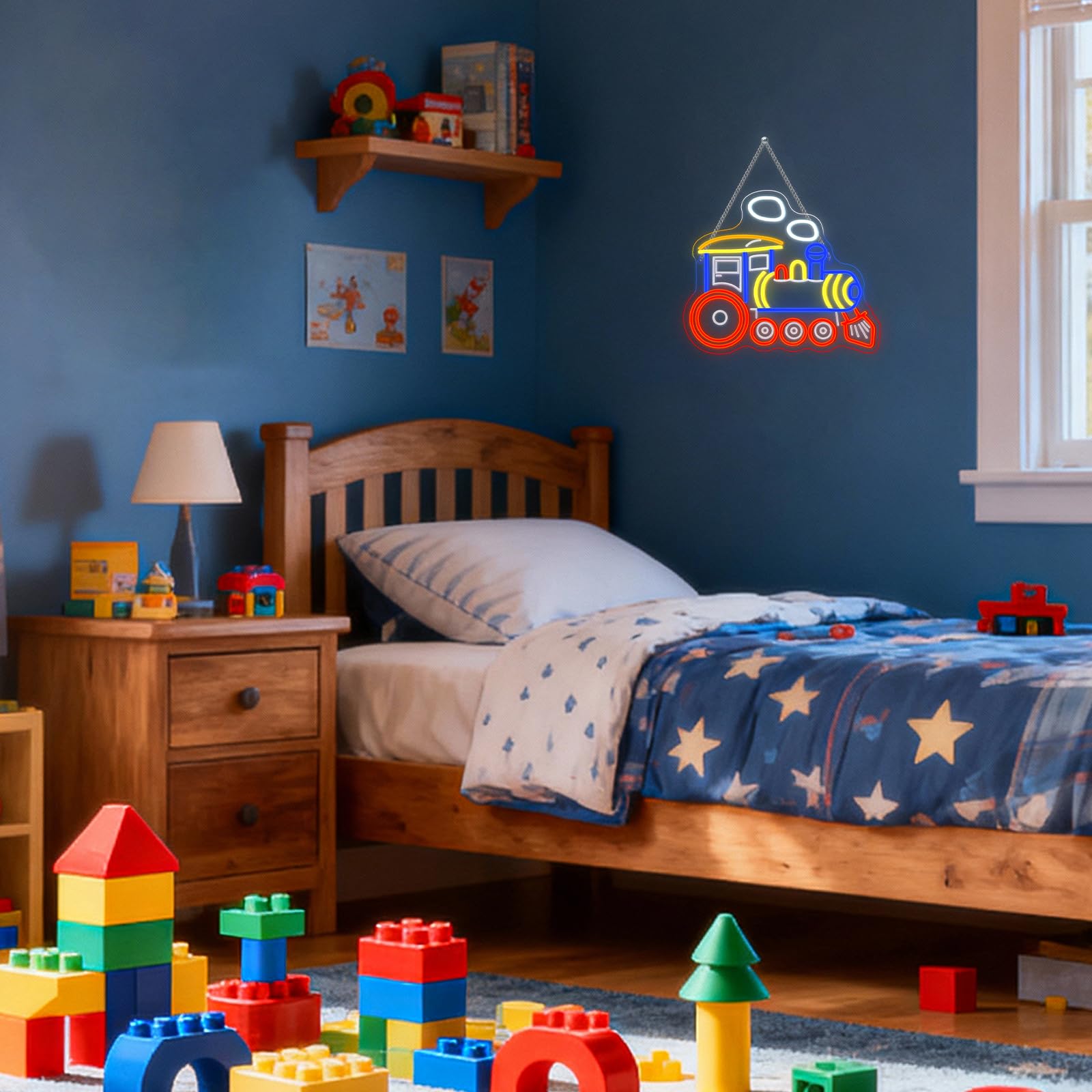Looklight Neonowy znak parowozu, neonowa tabliczka LED do dekoracji ściany, neonowy znak z lokomotywą dla pokoju zabaw, kryjówki mężczyzn, sypialni, prezent urodzinowy dla dzieci, chłopców, miłośników