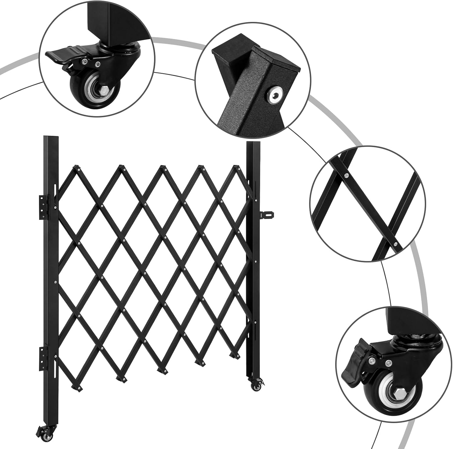 Expandable Garden Fence, Portable Barricade Gate with Casters, Flexible Fence Mobile Barricade Safety Barrier, Fence Gate Adjustable,35.83"Wx48.03"H