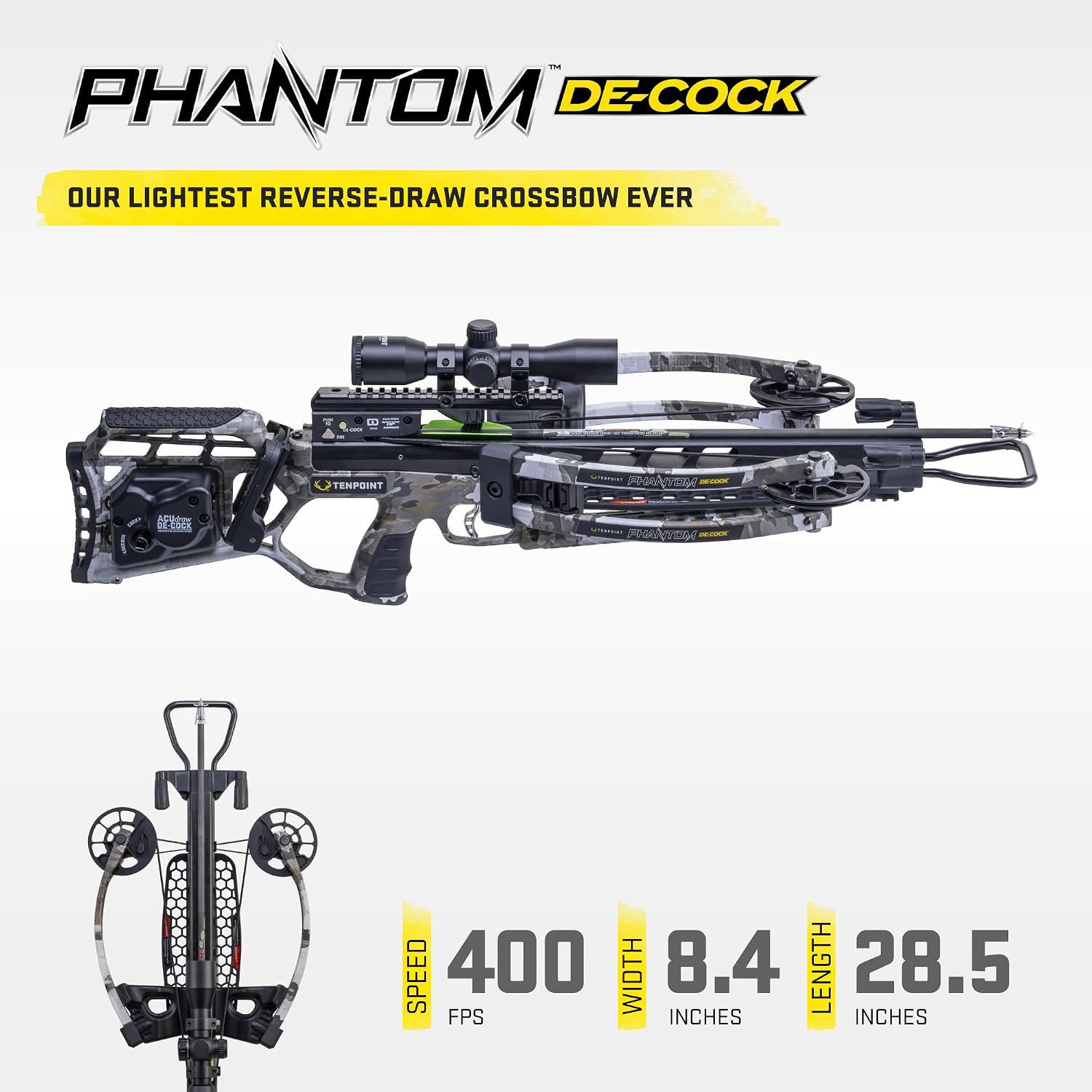 TenPoint Phantom De-Cock Bundle, Vektra - with 9 Pro Elite 400 Non-Lighted + 3 Pro Elite 400 Lighted Arrows, 3 EVO-X CenterPunch Broadheads, Narrow Soft Case, Neoprene Sling & Premium Lubricant