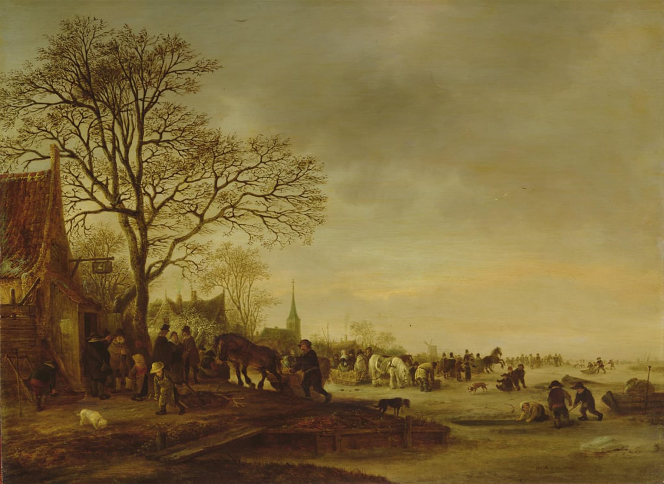 ARTXLXXBN Famous Print Painting Colorful Art Print famous painging by Adriaen Jansz Van Ostade Canvas Art Decorations for Home Decor 60x90cm