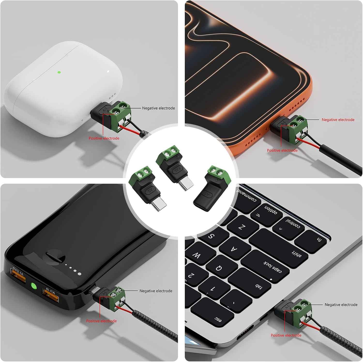 2PCS 5V3A Type C Adapters with Housing No Solder Connectors for Gaming Consoles Tablets LED Strips Solderless Charging Adapters for Toys image 2