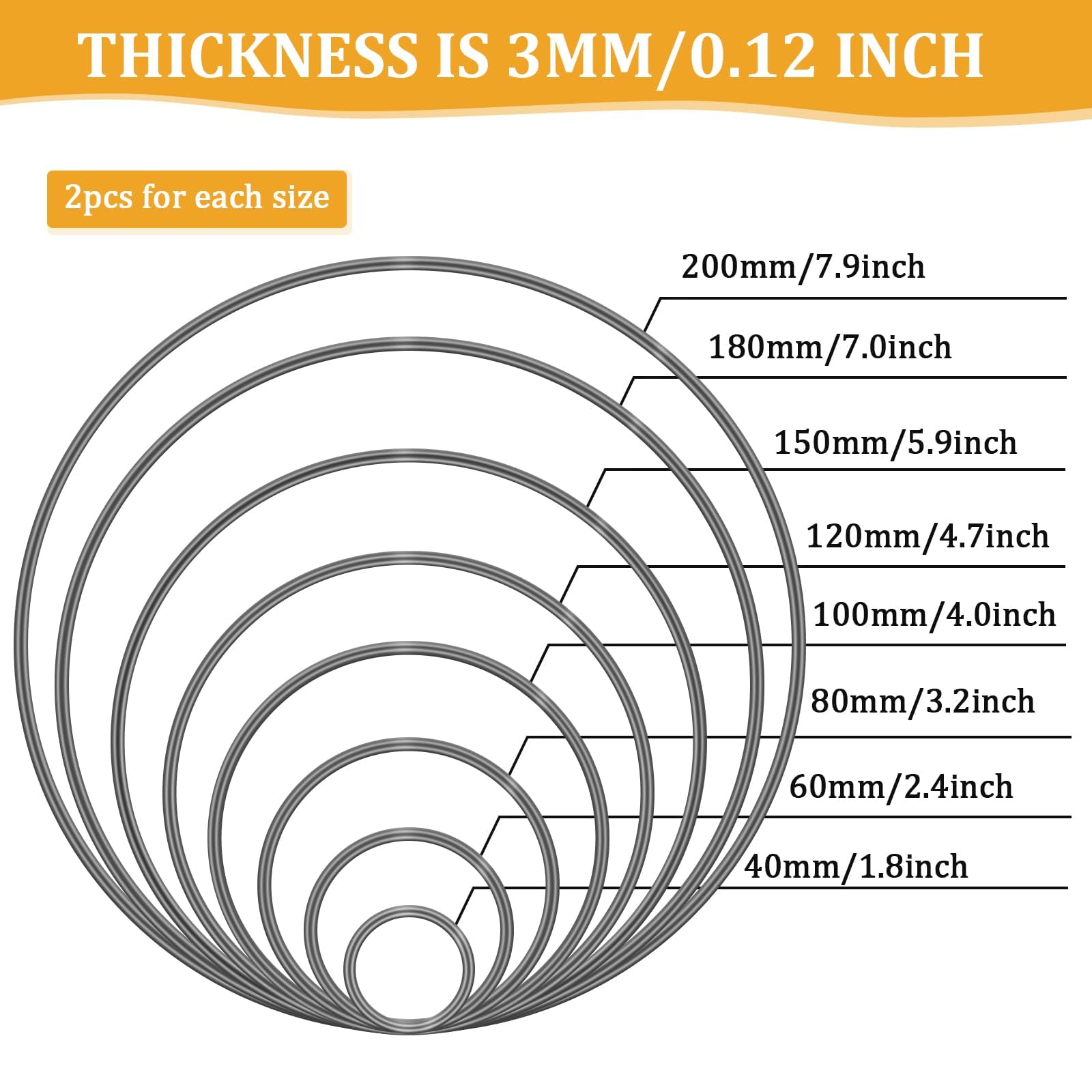 16 Anelli Metallici Per Acchiappasogni - Set Da 4 A 20cm Per Fai Da Te