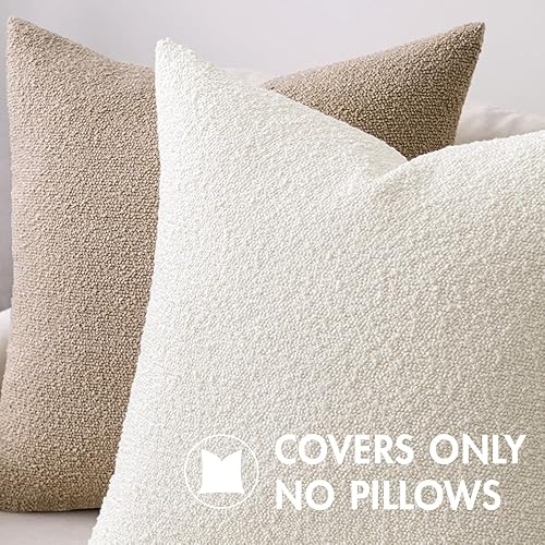 Miniatura 2 de MIULEE Juego de 2 fundas de almohada blancas de 18 x 18 pulgadas, fundas de almohada decorativas para sofá, con textura de boucle, fundas de