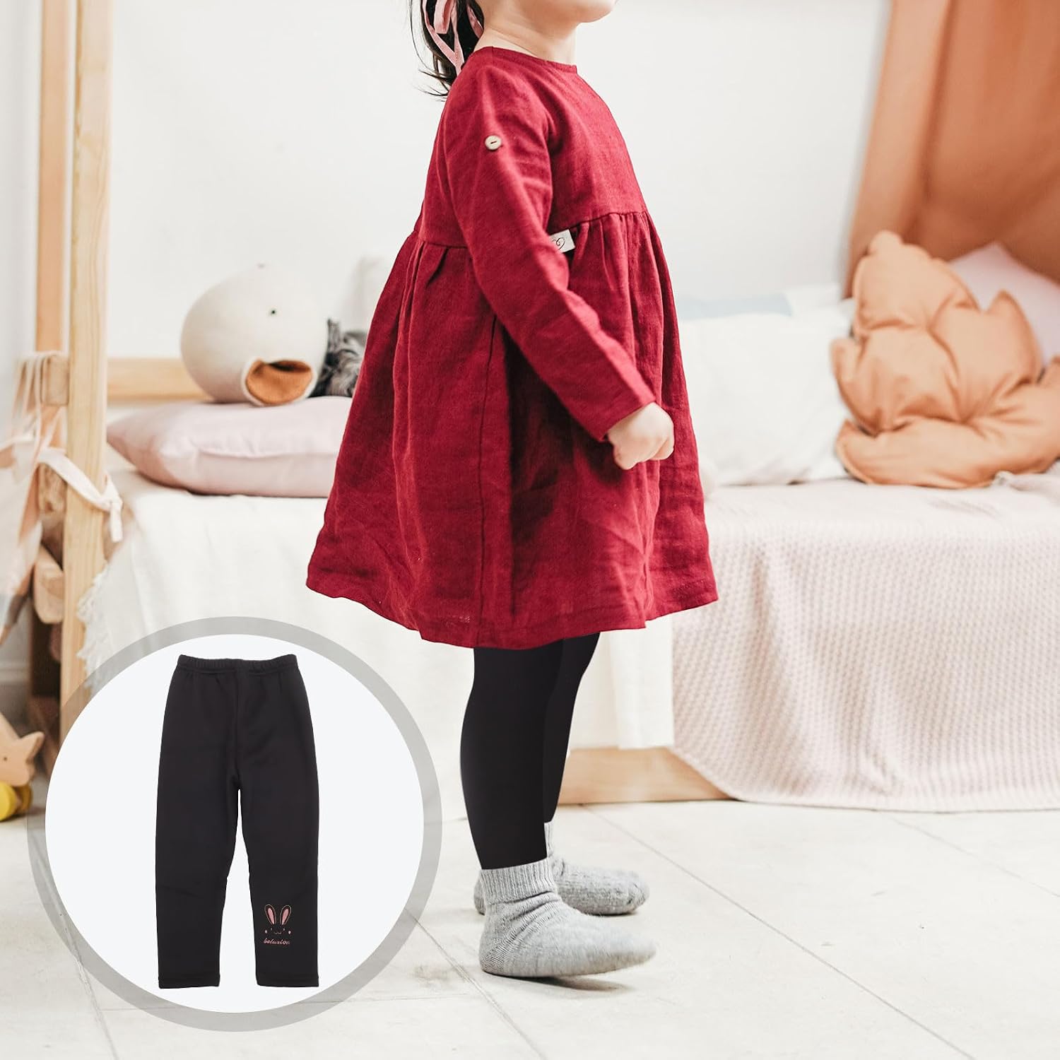 Thick Fleece Lined Leggings Winter Warm Thermal Pants with Cotton and Flannel Material, for Outdoor and Indoor Activities Black