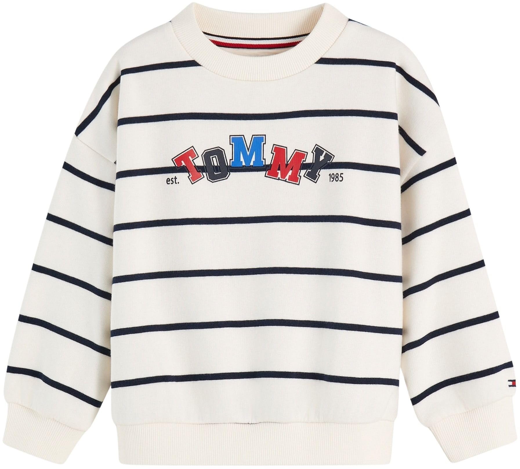 Tommy Hilfiger Kids Gender Inclusive Lu Crewneck Sweatshirt KS0KS00781 Pullover Sweatshirt, White, 12 Month