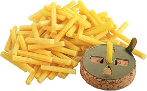 NKlaus 2 TLG. Set 1x Dochthalter Korkenset mit 10g Paraffin gelb Öllampendocht 40735