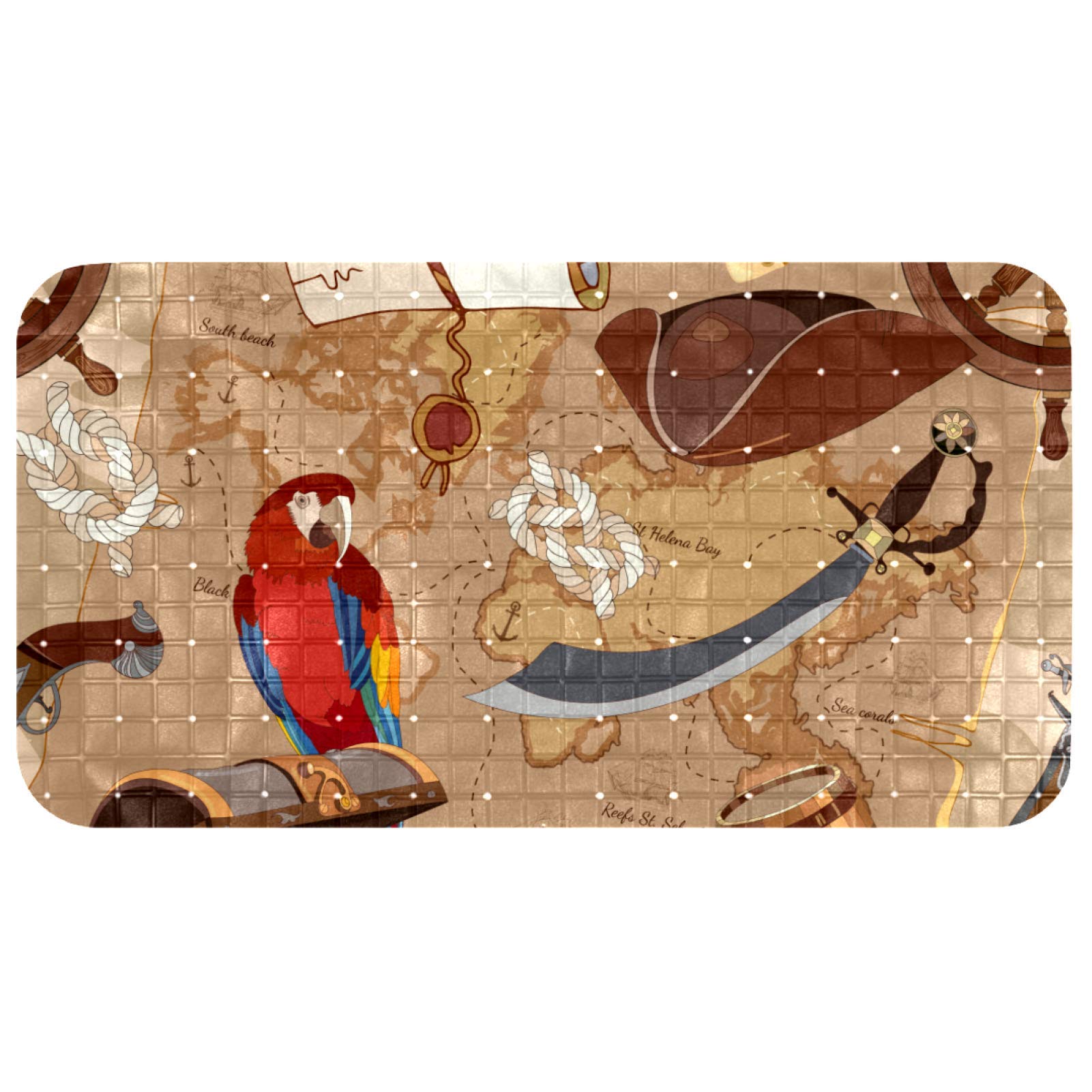 Tapis de bain antidérapant Bennigiry perroquet voyage pour douche enfant 37,3 x 68,3 cm