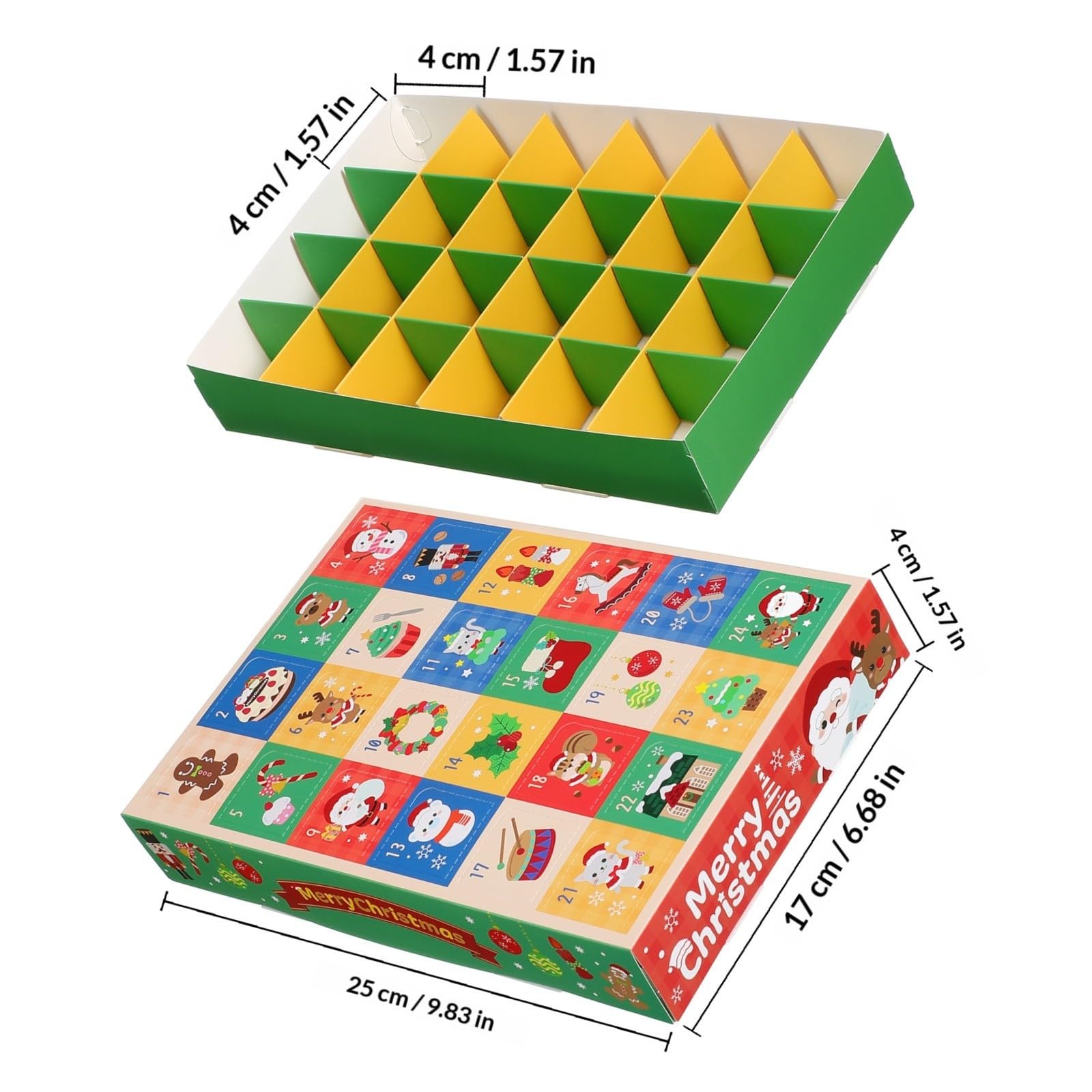 minkissy 5 Piezas Caja de Calendario de Adviento para Rellenar de Papel Ligera y DIY 24 Compartimentos para Fiesta y Celebración Navideña