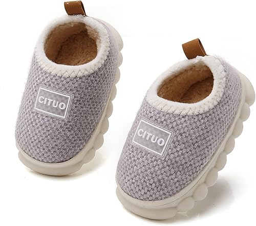 Miniatura 6 de WILLFUN Pantuflas de forro polar unisex para niños y niñas, zapatos cálidos de invierno para interiores y exteriores para niños pequeños
