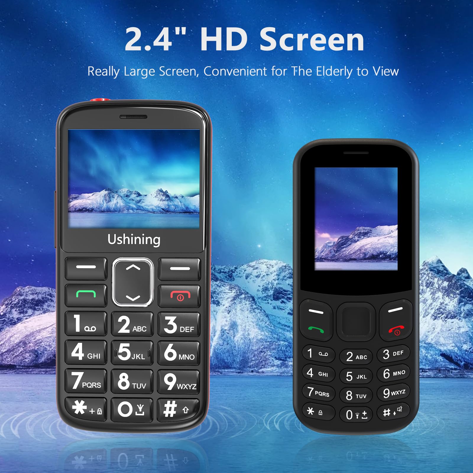 Seniorenhandy Ohne Vertrag mit Groüe Tasten, Dual SIM Senioren Handy mit 2,4 Zoll Farbdisplay, 1000 Mah Akku, Hörgeräte Kompatibel, Notruftaste, Typ-C-Kabel, Rentner Handy Mit Ladestation, Schwarz