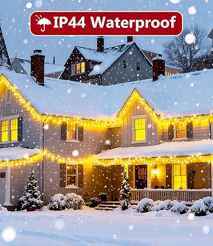 Miniatura 5 de Luces de Navidad blancas cálidas de 82 pies para exteriores con 8 modos, IP44 impermeable, enchufable, para árbol de Navidad, patio, jardín,