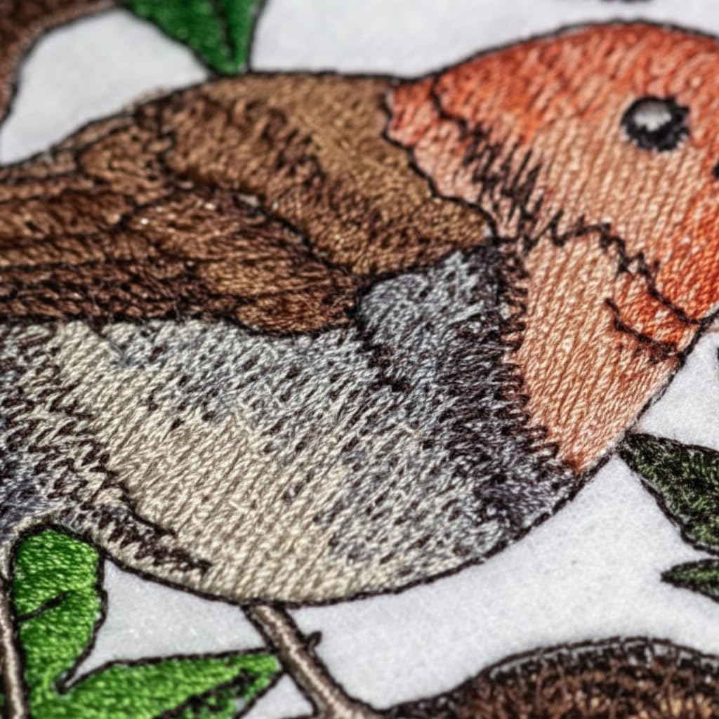 Nature Weaved in Threads, Amazing Birds Kingdom [Japanese Robin Circle [Custom and Unique] Embroidered Iron on/Sew Patch [5.14" *5"] [Made in USA]