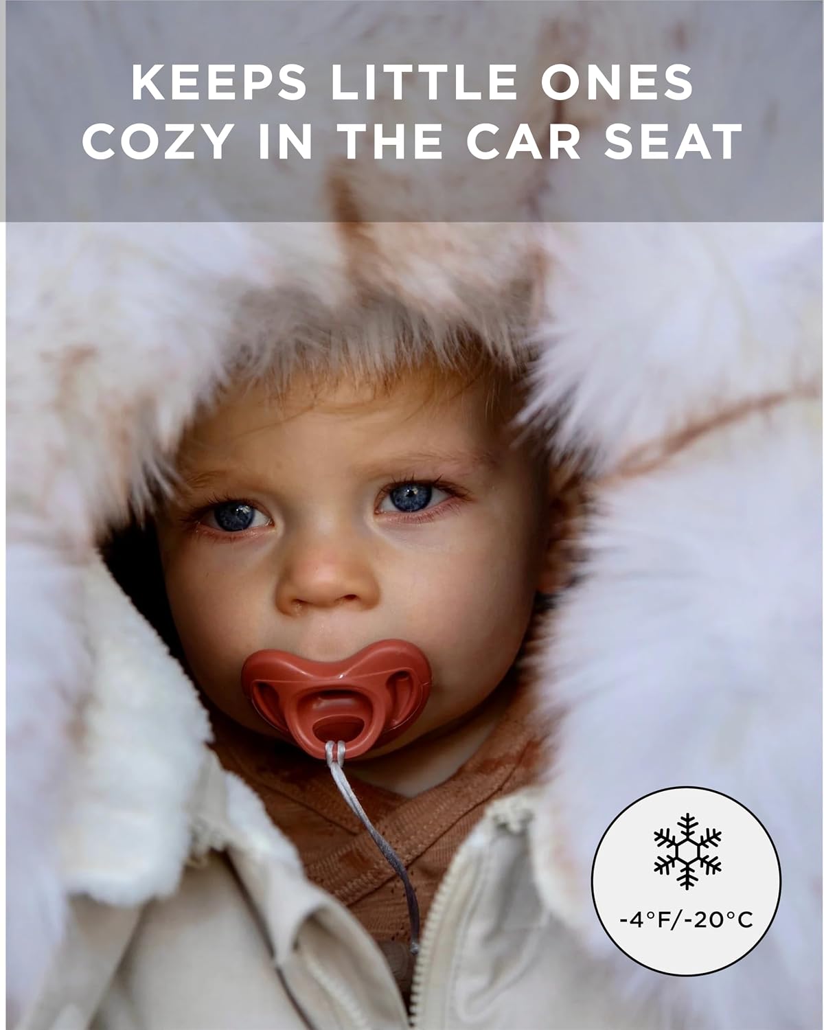 7AM Enfant Car Seat Covers - Cocoon Baby Cover for Boys & Girls, Rain & Snow Repellent, Breathable Windproof, Center Zipper, Universal Fit for Infant Car Seat (0-12M) (White Faux Fur)