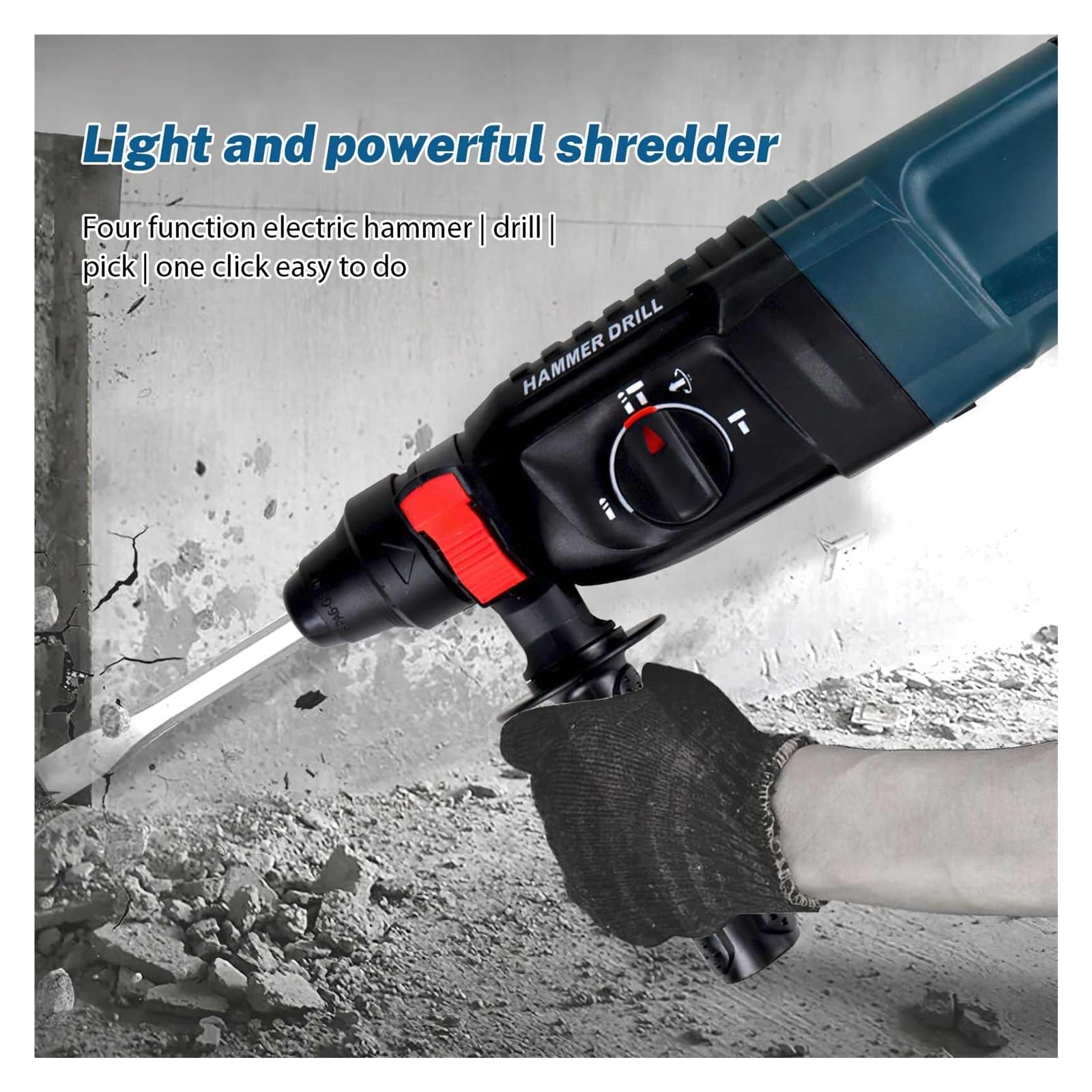 Wiertarka Udarowa 1100 W Wielofunkcyjny 3 W 1 Elektryczny Młot Udarowy Wiertarka Elektryczna Obrotowy Młot Elektryczny Domowy Zestaw Wiertarek Udarowych Do Betonu(Advanced)
