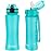 OLDLEY Kids Water Bottle for School with Straw Chug Lid, 15 oz Unbreakable Leak-Proof BPA-Free Motivational Water Bottles with Time Marker for Travel Sports Gym, 2 Lids, Candy Pink/Blueberry