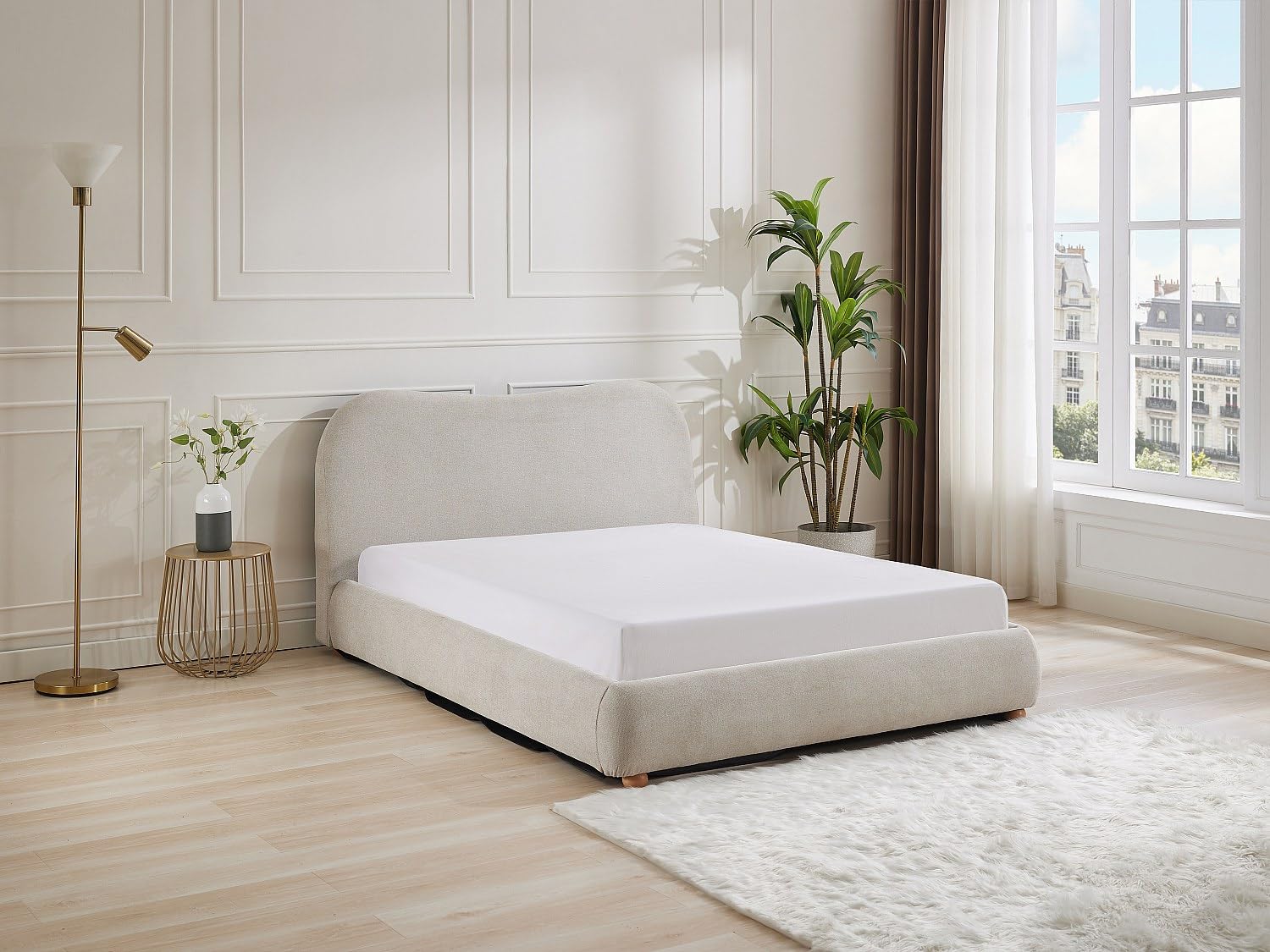 Vente-unique-Canapé abatible 160 x 200 cm - Tela - Beige - VANARI