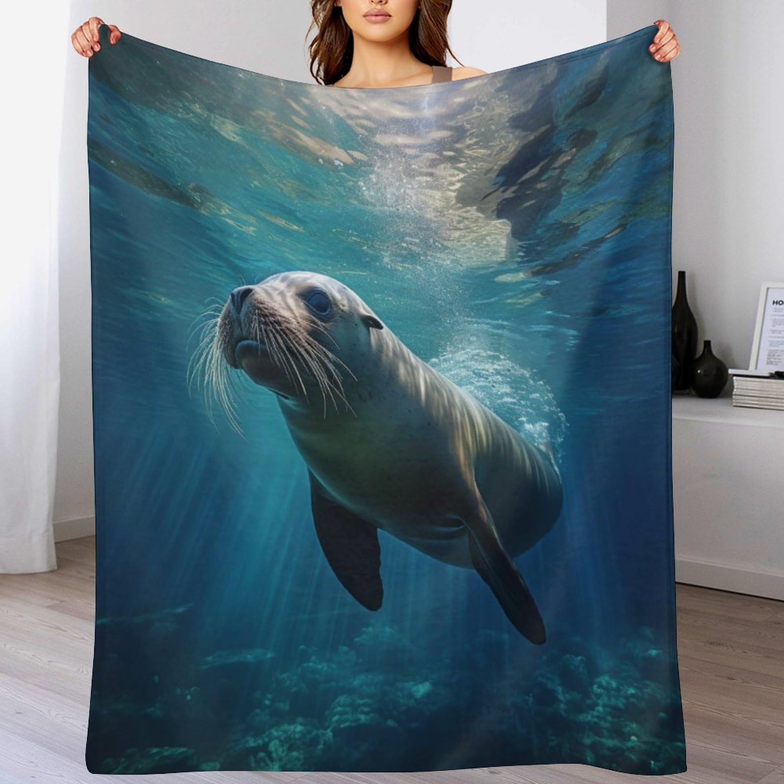 Couverture jeté flannel phoque pour éliminer le froid sur votre chaise