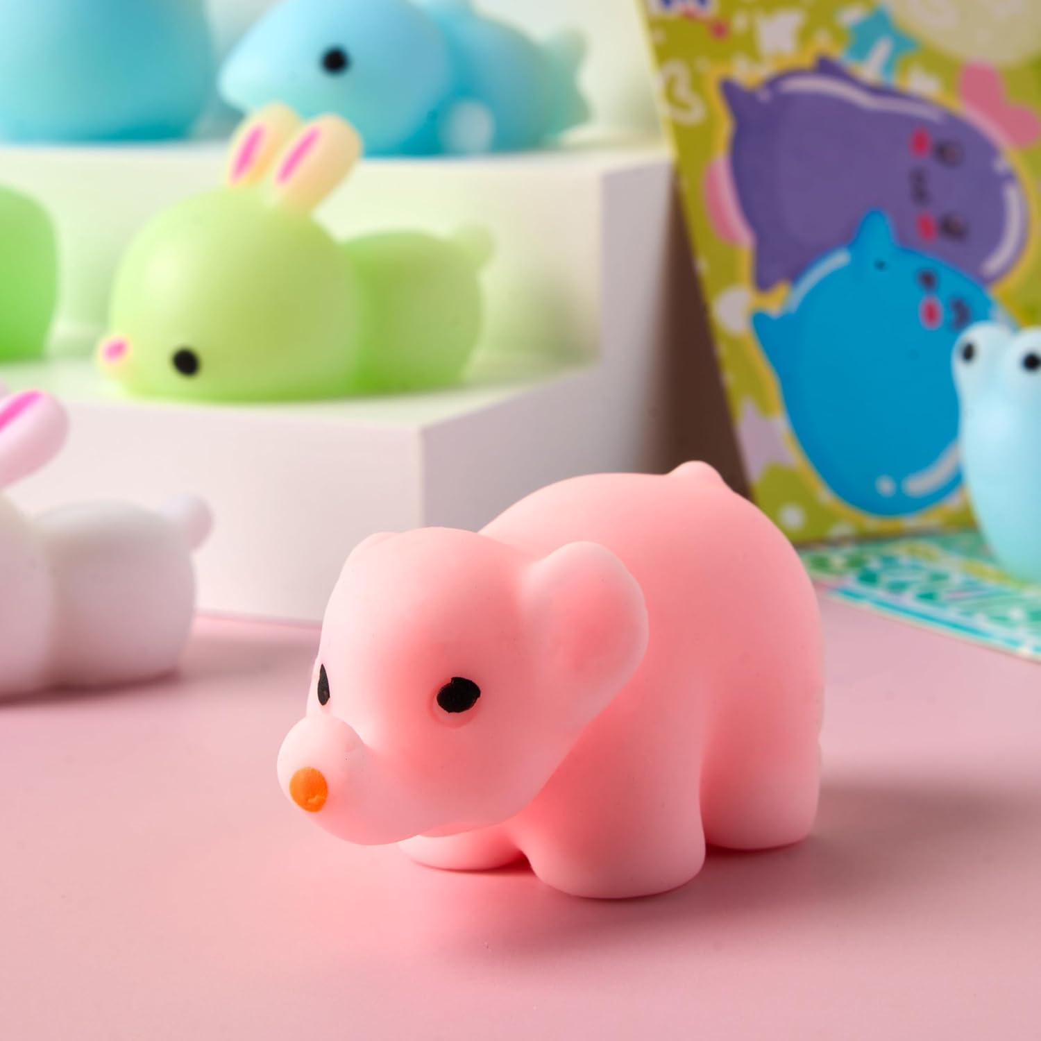 JOYIN 28 Packs Valentines Day Gifts for Kids, Kawaii Mochi Squishy Toy with Funny Valentines Day Cards for Kids School Classroom Exchange Prizes, Stress Relief Fidget Toy for Valentine Party Favor