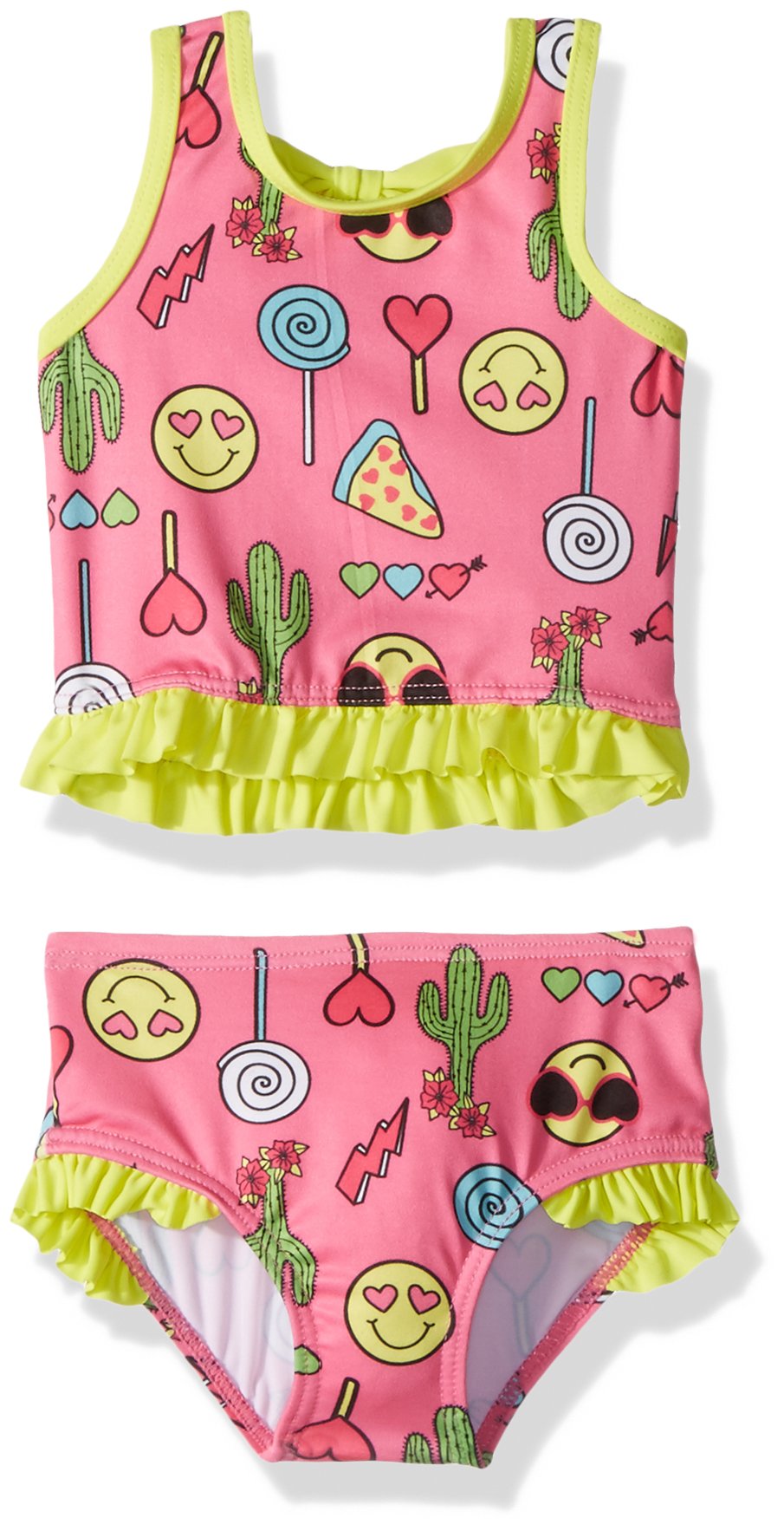 Pink Platinum Girls Happy Emoji Tankini, Sugar Plum, 12M