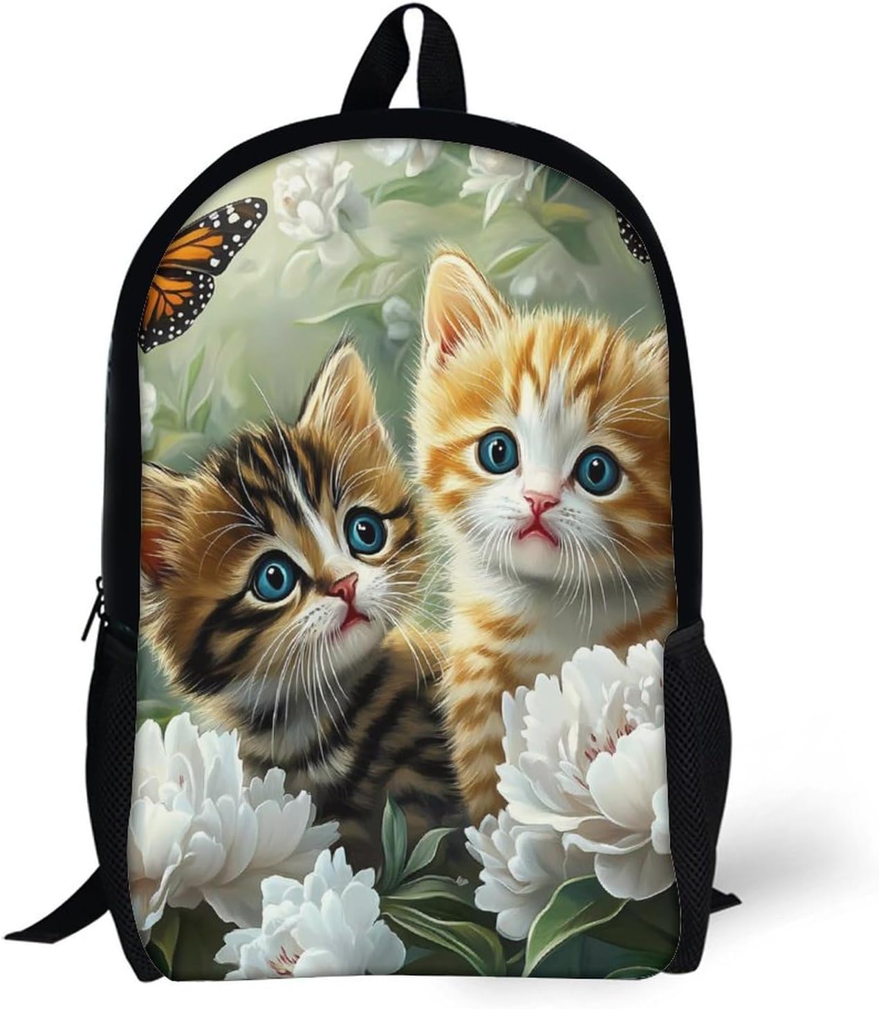 Kitten Playing Butterfly Laptop Backpack for Men Women 17 Inch Shoulder Bag Travel Daypack