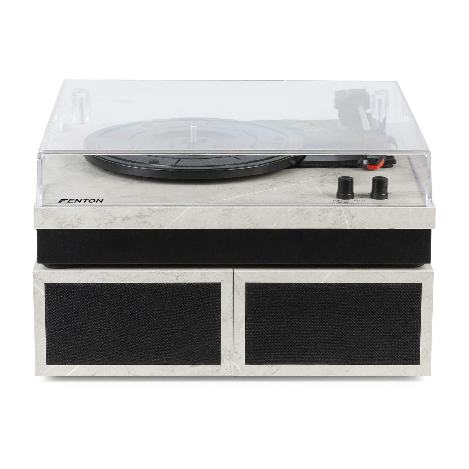 Fenton RP165L Bluetooth Platenspeler met Speakers – LP Speler met Auto Stop, Set met Versterker, 3 Snelheden, Retro Draaitafel met Stofkap, Vinyl Player met Boxen, Home Audio Record Player – Lightwood