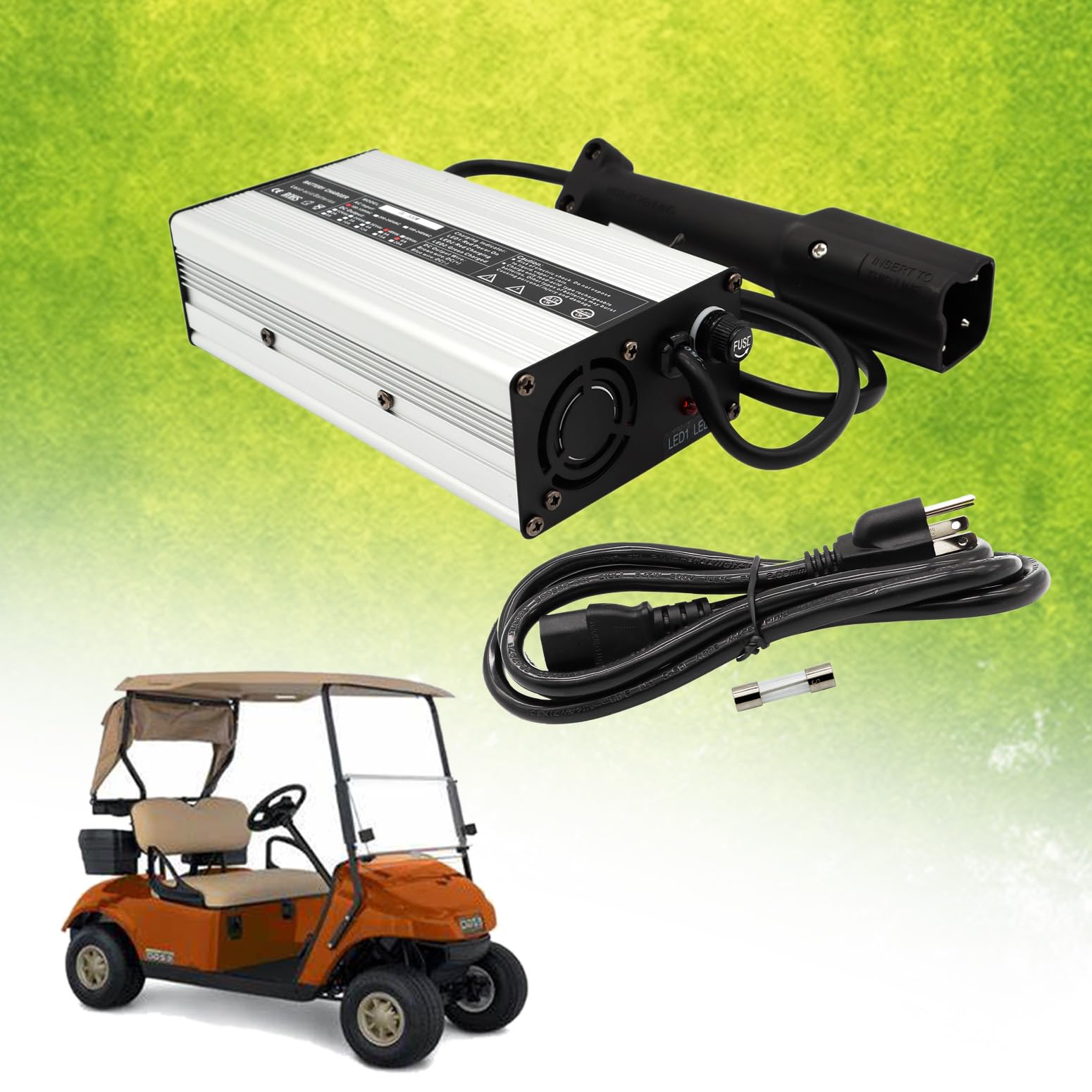 Aspaton 48V 6A Battery Charger Compatible with EZGO Club Car DS Golf Cart (Triangle Style Plug/Snap Head 3 Pin Plug/Charger with G29 Plug) (G29 Plug)