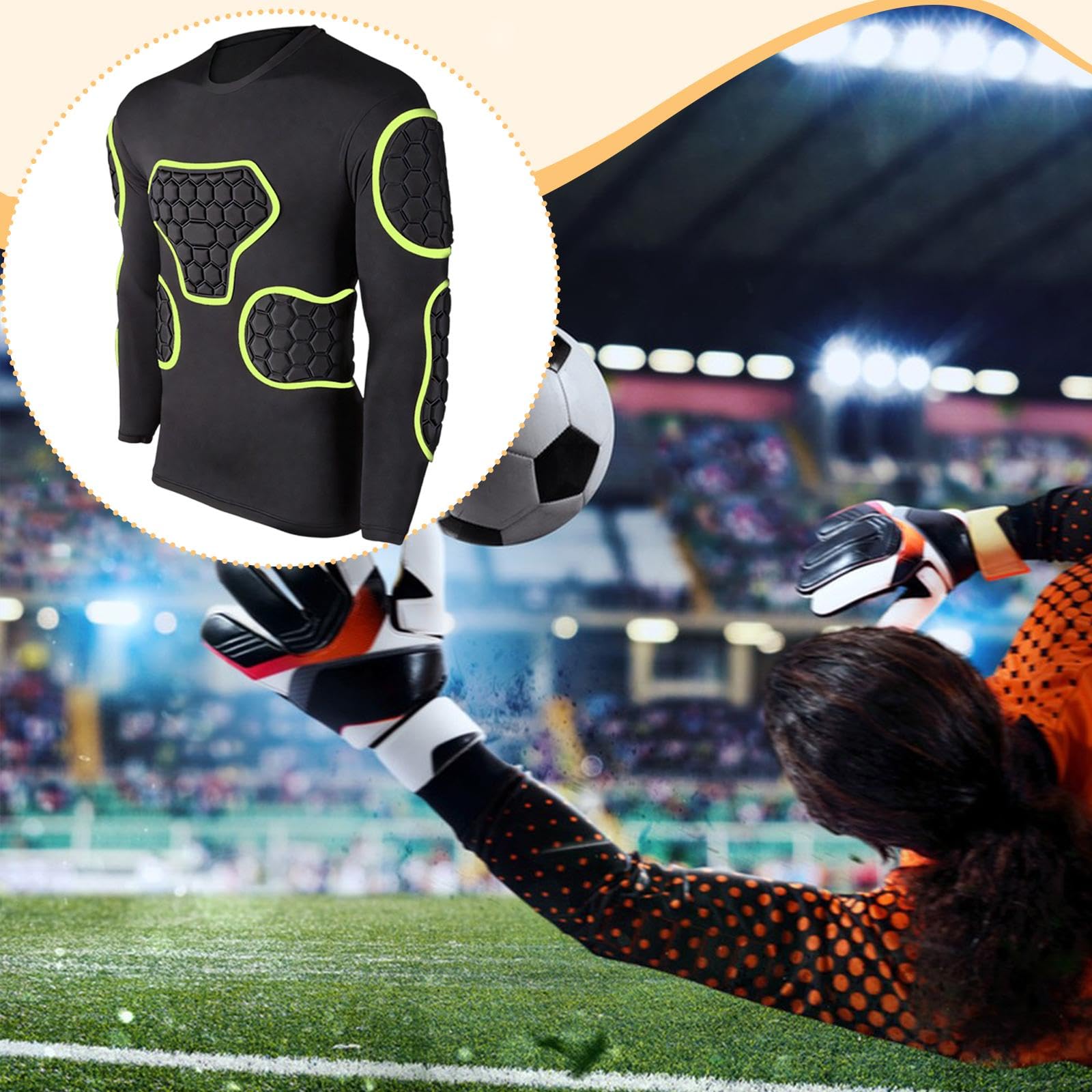 F Fityle Maglia da portiere a maniche lunghe imbottita in schiuma EVA, protezioni per torace e gomiti, traspirante, versatile, professionale, comoda protezione